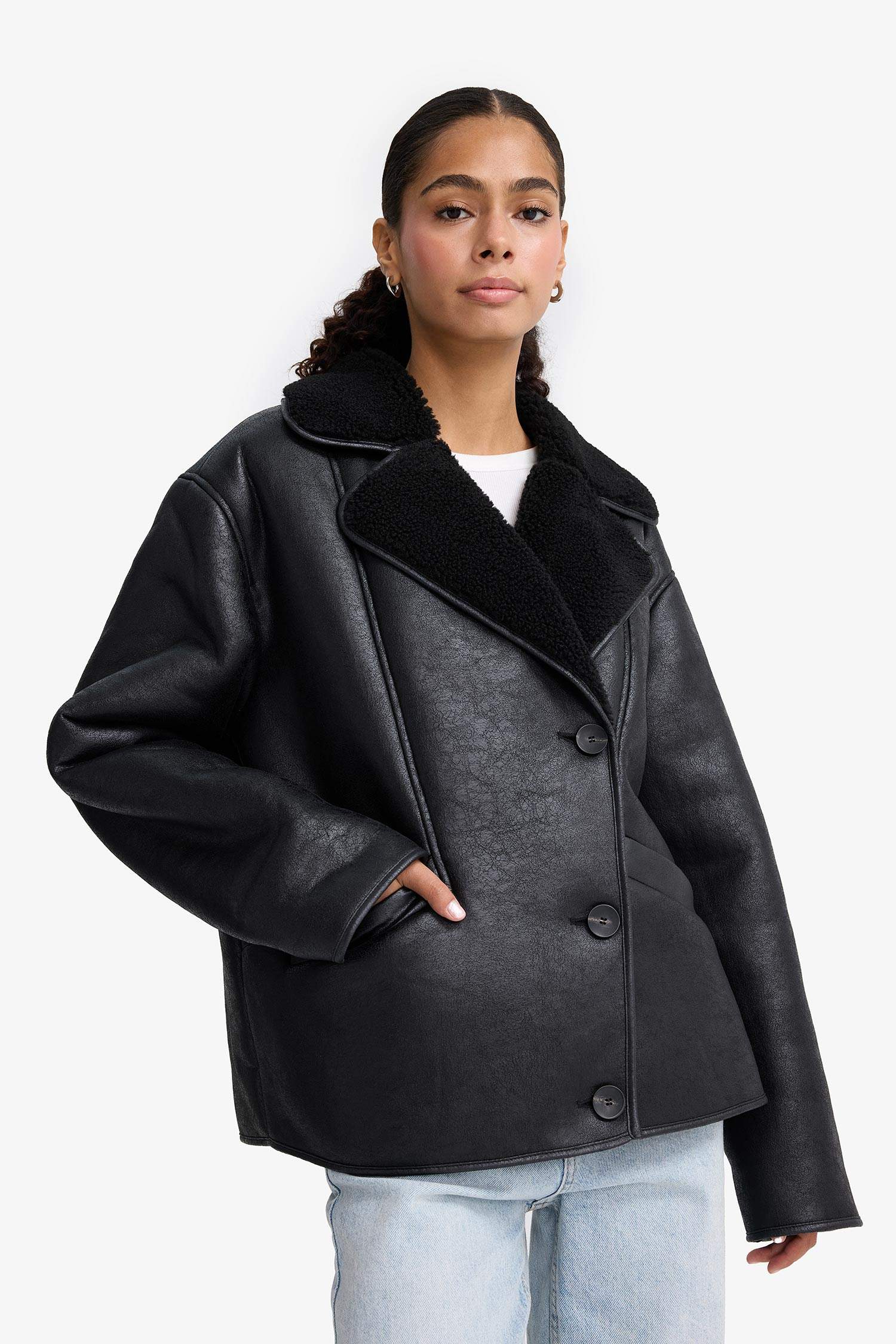 Regular Fit Faux Fur Lined Jacket