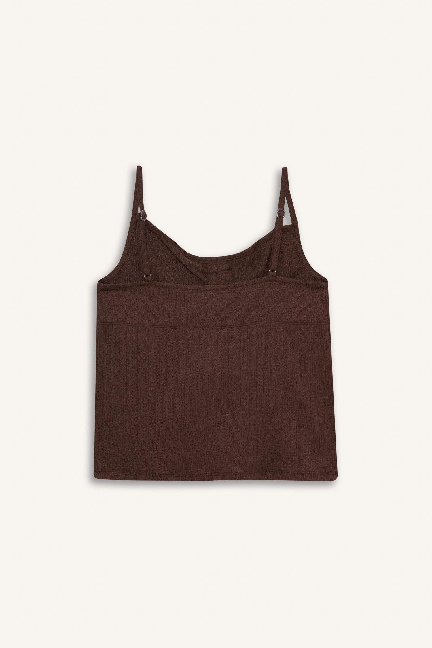 A Kesim V Yaka İnce Askılı Önden Bağlamalı Bluz