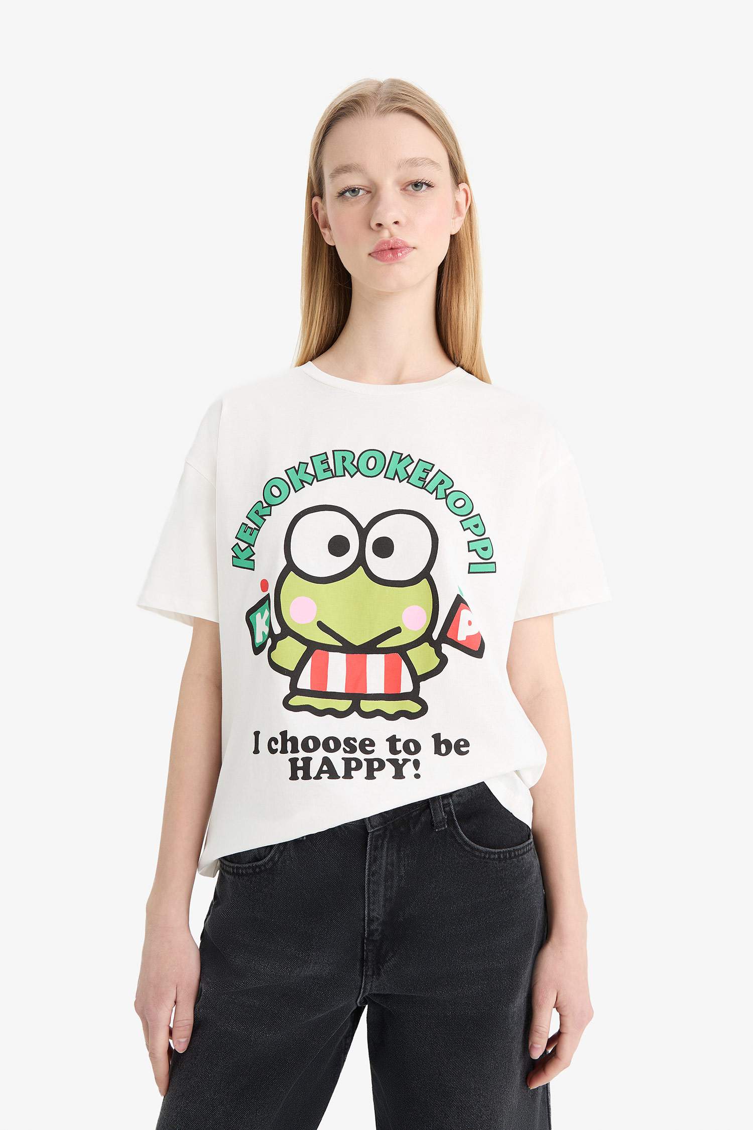 Hello Kitty Oversize Wide Pattern Printed T-Shirt