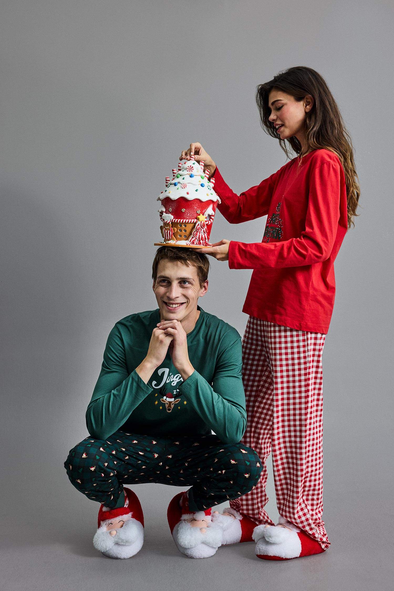 Pantoufles plates Noël à semelle souple pour homme