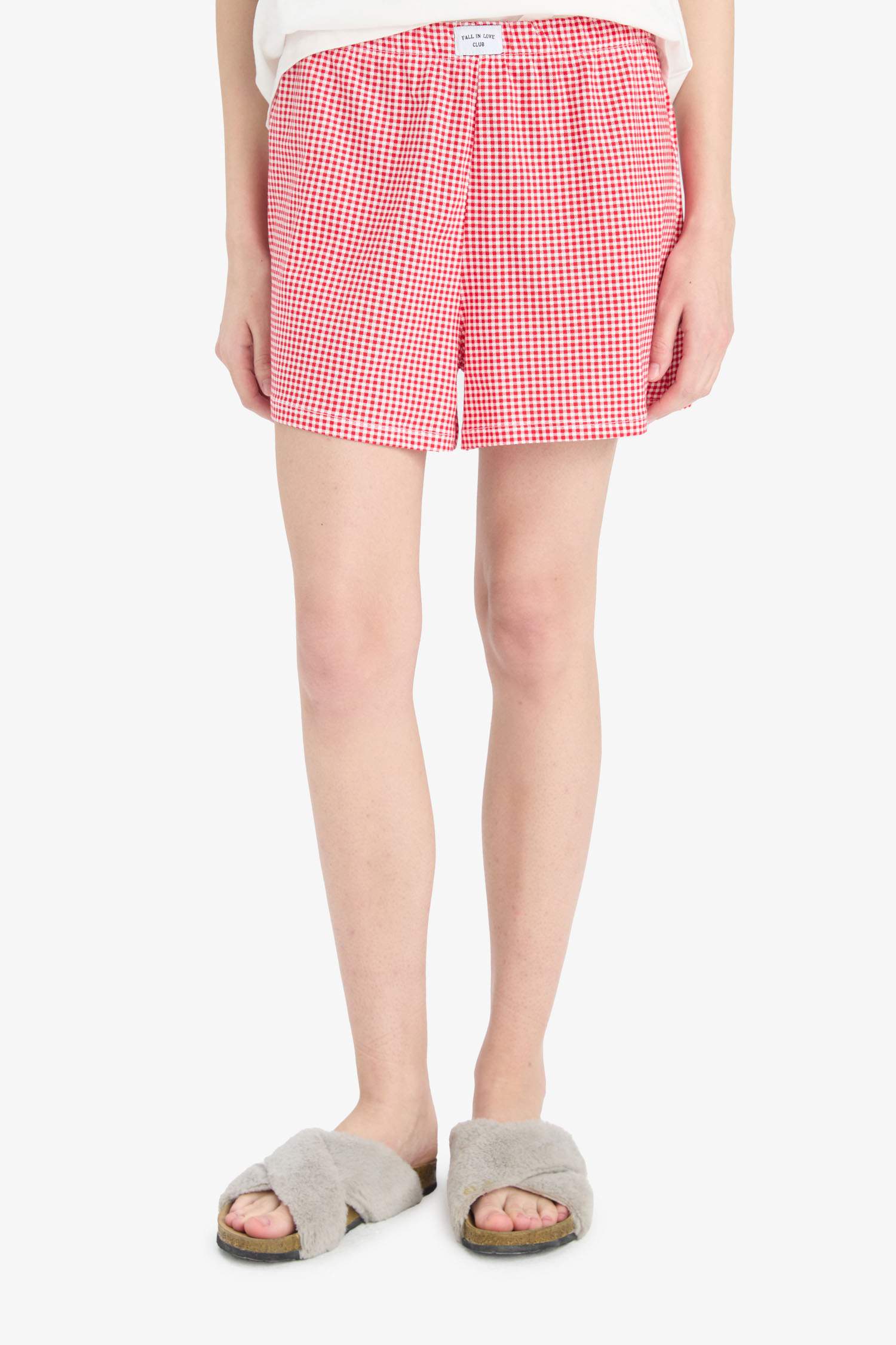 Regular Fit Pijama Takımı Kısa Kollu Baskılı Üst Beli Lastikli Şort-Fall in Love