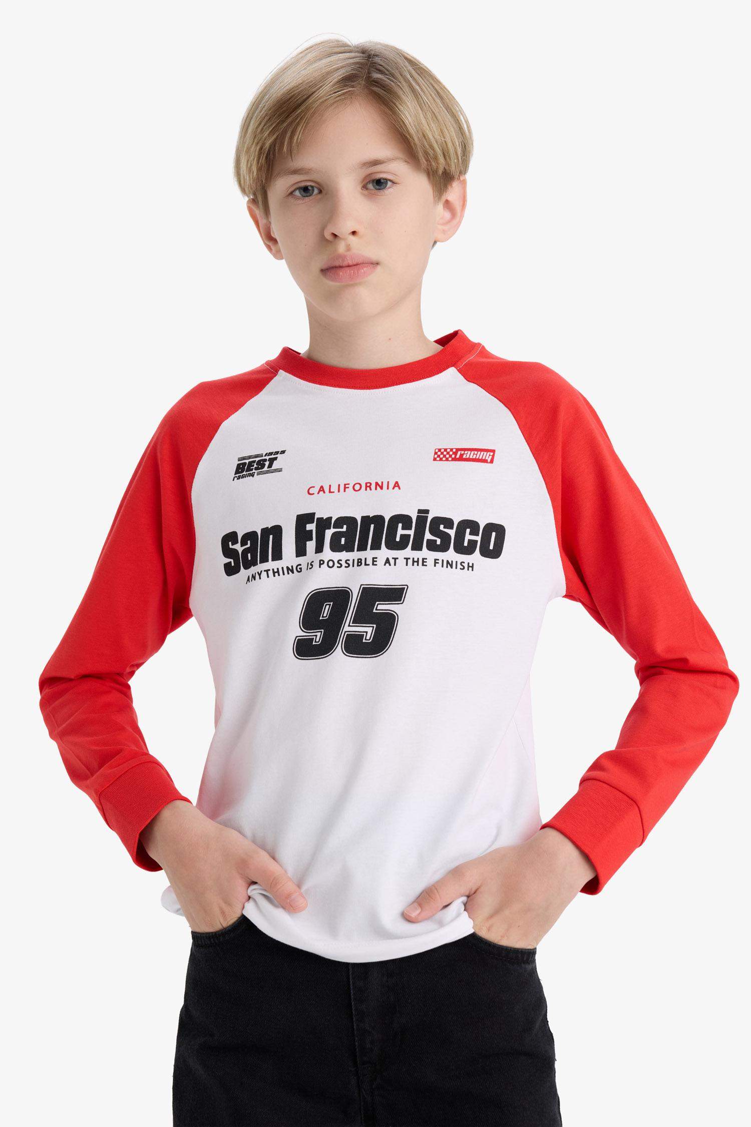 T-shirt imprimé à col rond et manches longues pour garçon