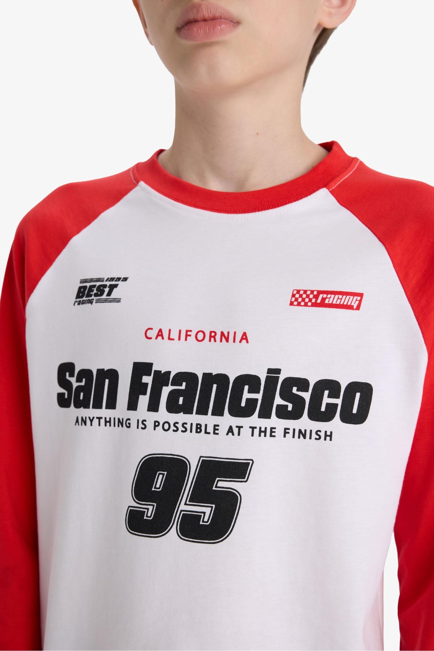 T-shirt imprimé à col rond et manches longues pour garçon