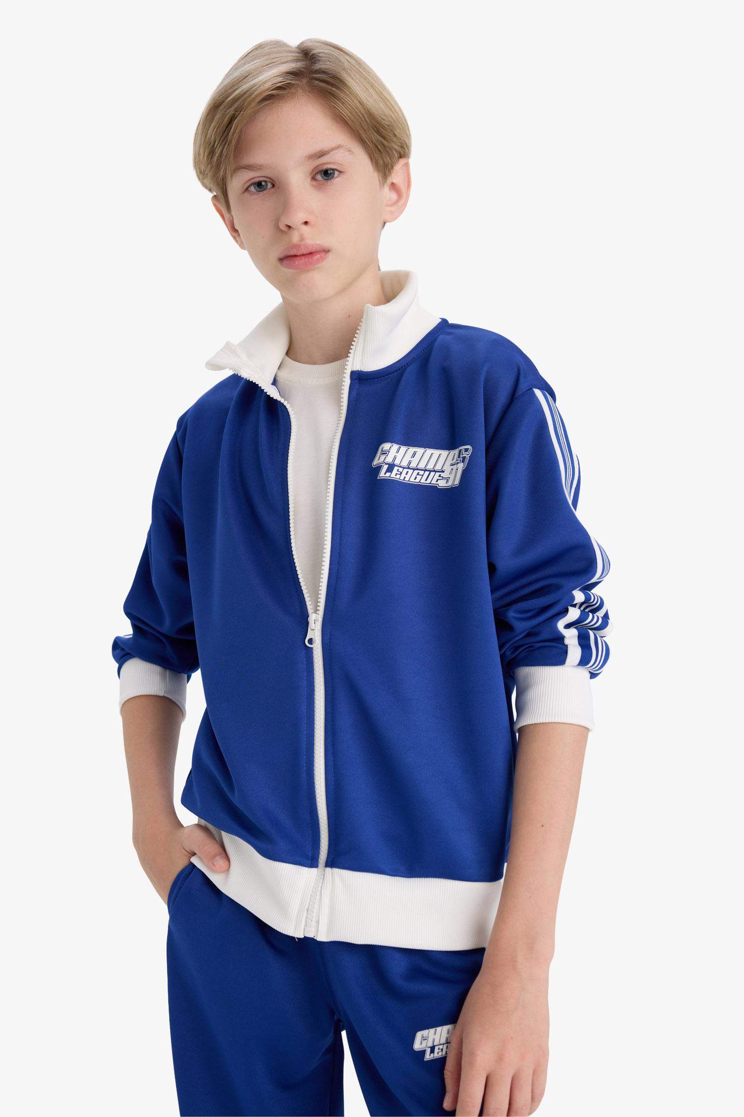 Erkek Çocuk Baskılı Fermuarlı Sweatshirt