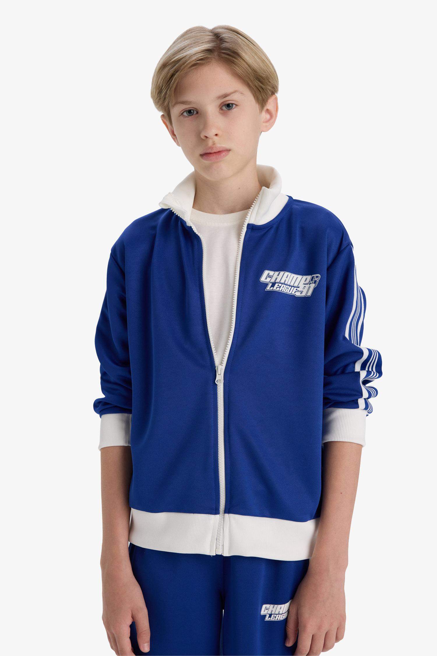 Erkek Çocuk Baskılı Fermuarlı Sweatshirt