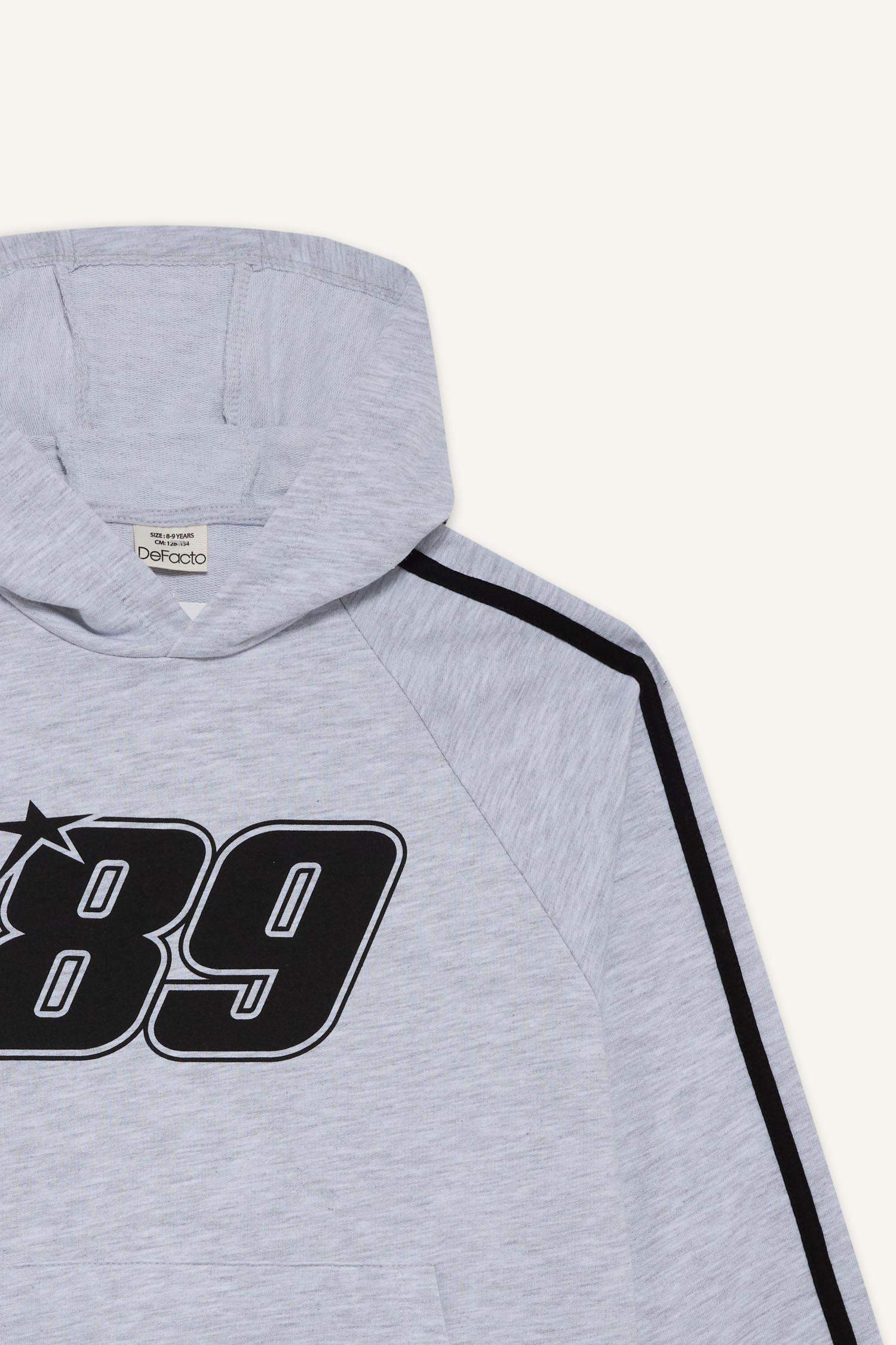 Erkek Çocuk Kapüşonlu Baskılı Sweatshirt