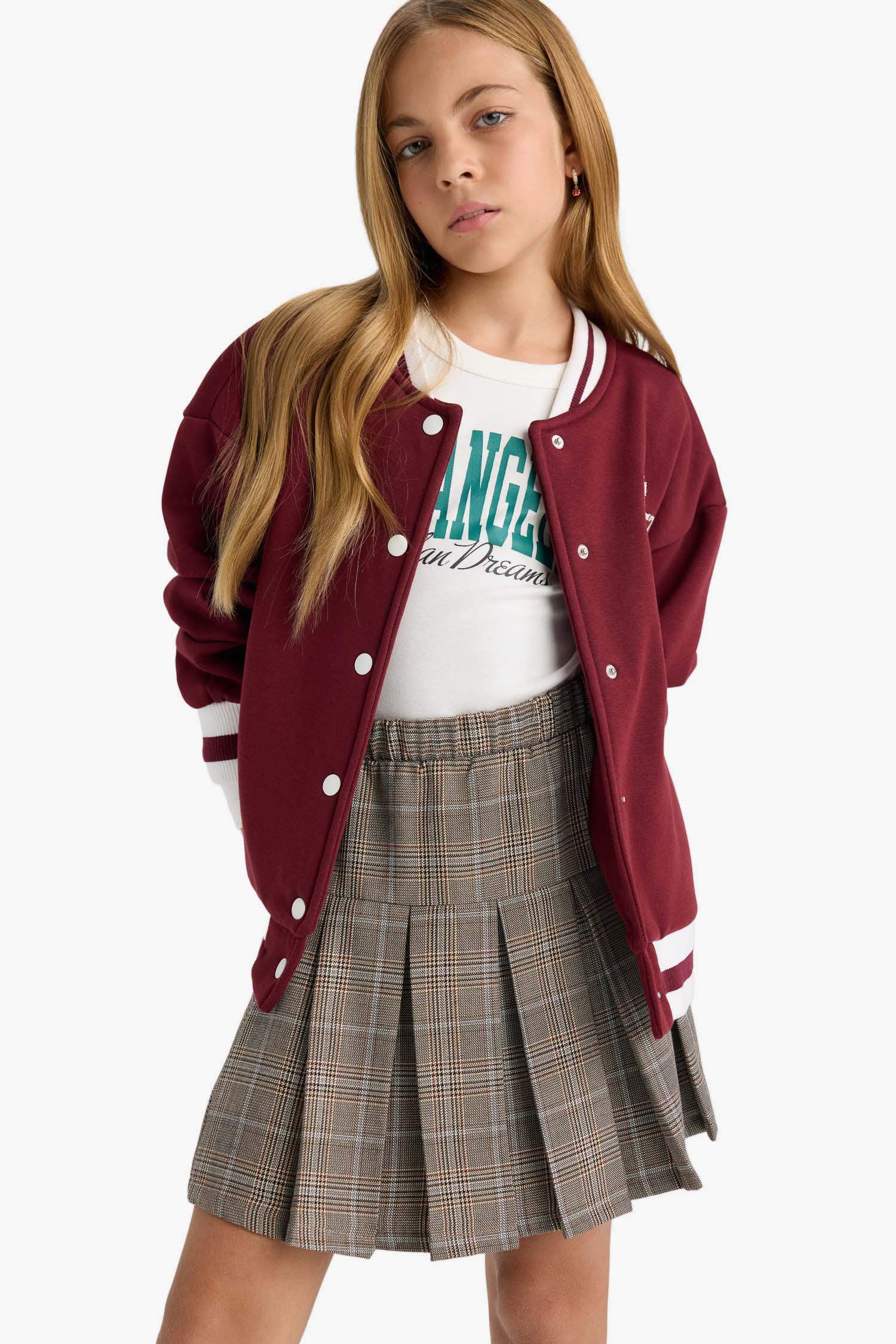 جيبة بناتي كاروهات بليسيه وخصر مطاطي