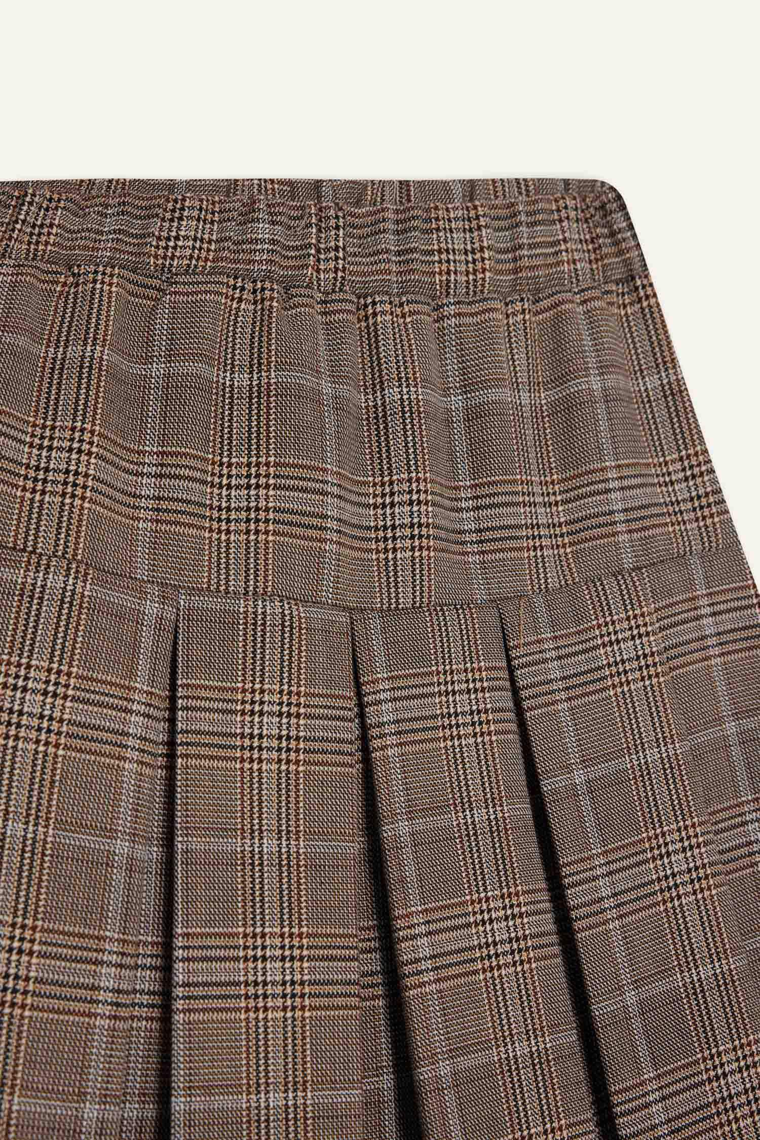 جيبة بناتي كاروهات بليسيه وخصر مطاطي