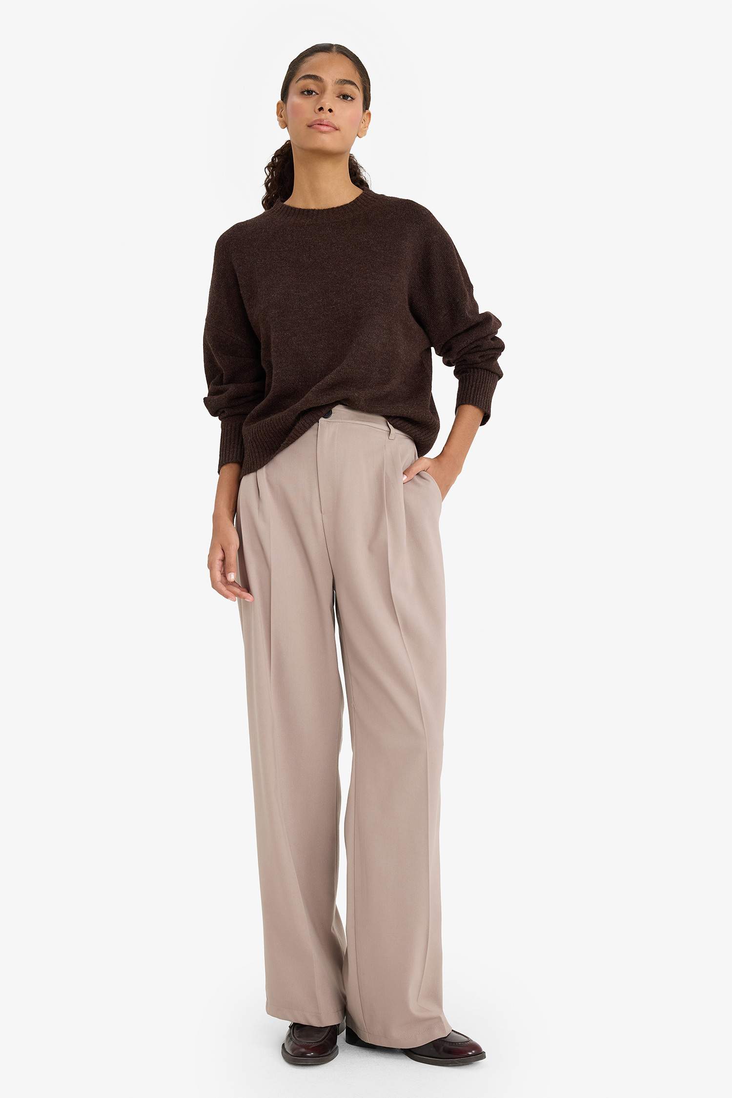 Oversize Fit Crew Neck Knitwear Pullover