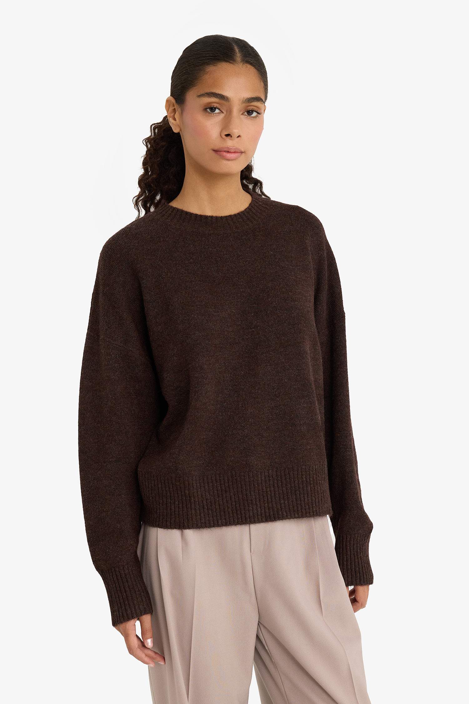 Oversize Fit Crew Neck Knitwear Pullover