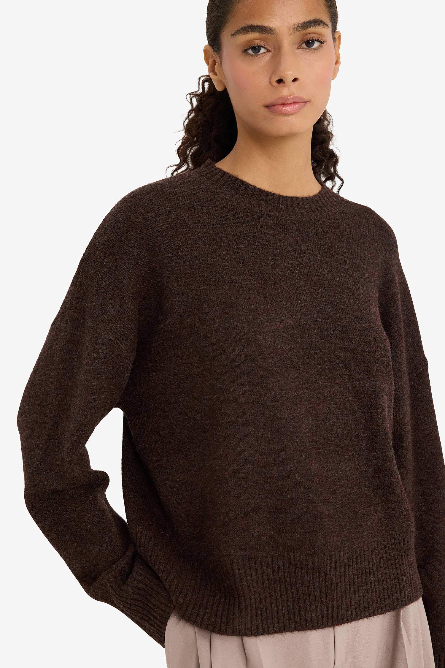 Oversize Fit Crew Neck Knitwear Pullover