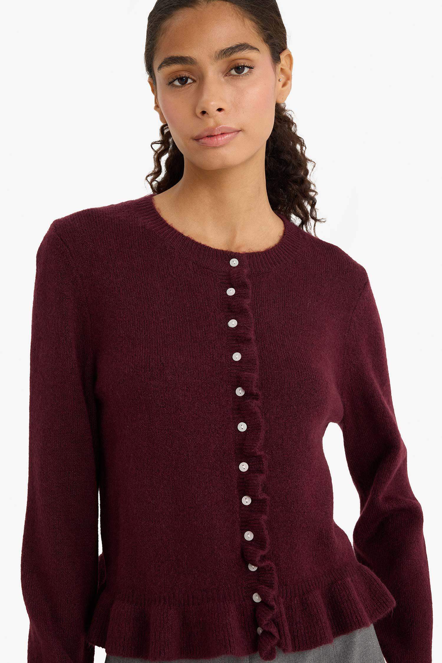 Регулярный крой с круглым вырезом трикотажный кардиган