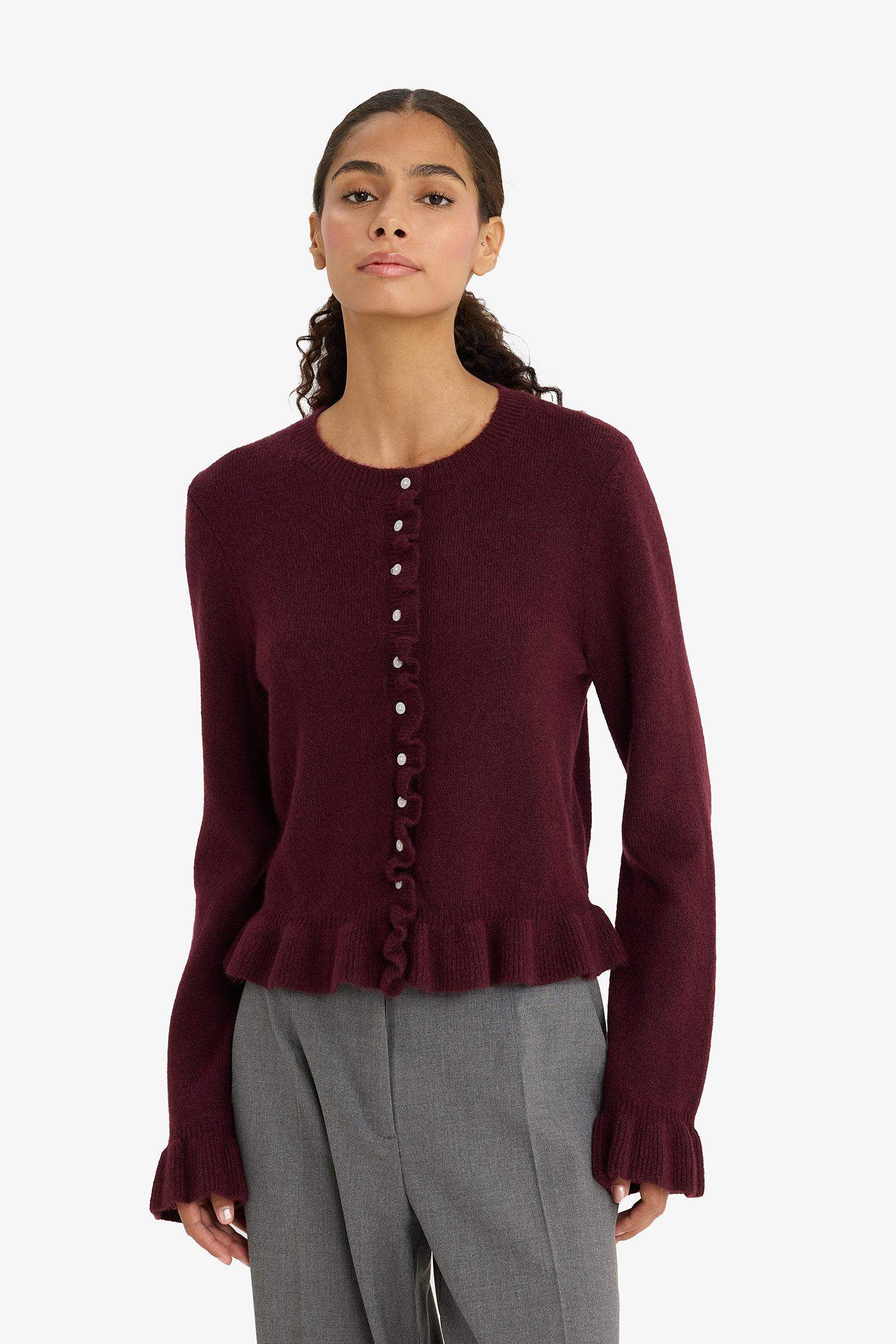 Регулярный крой с круглым вырезом трикотажный кардиган