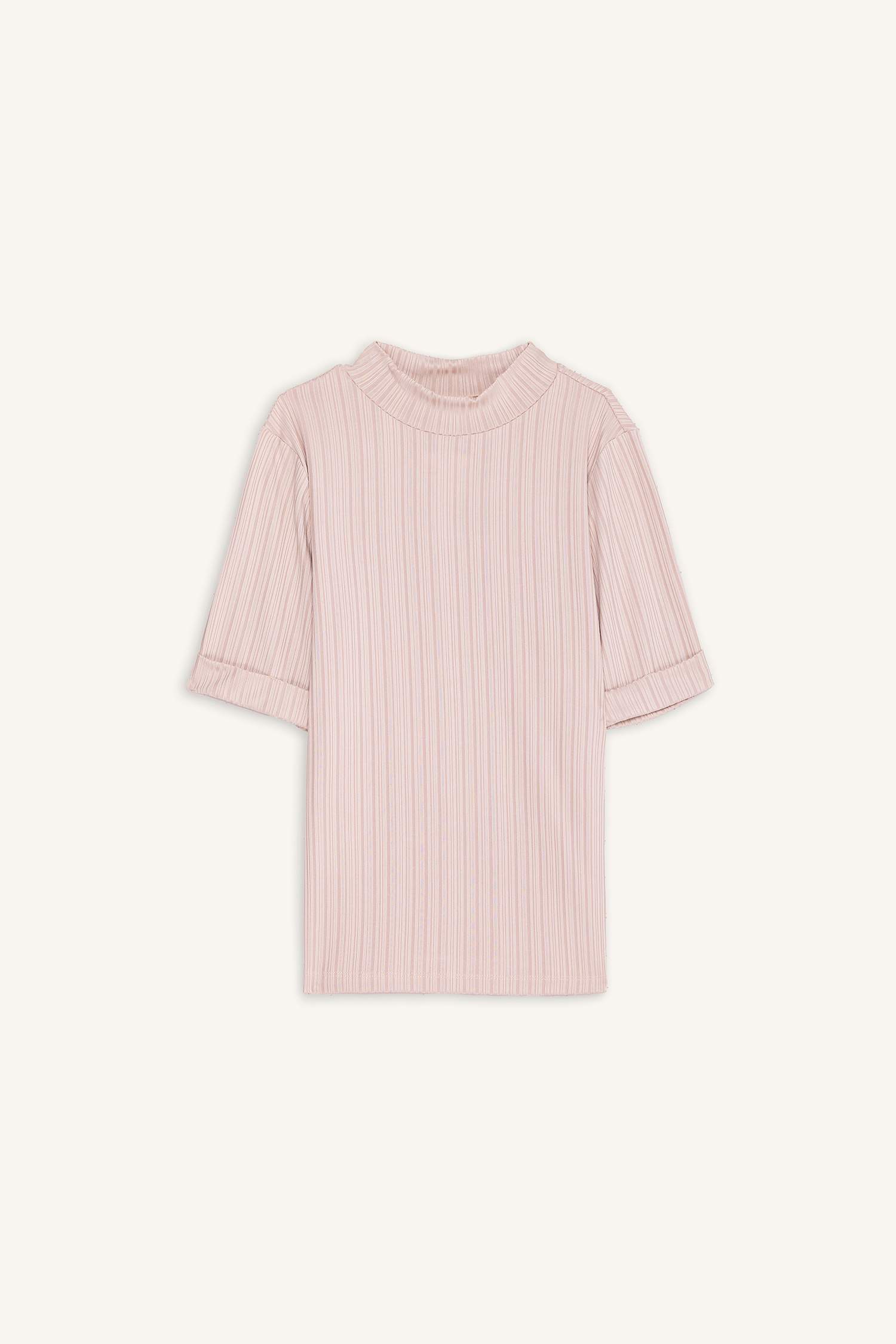 Regular Fit Half Turtleneck Ribbed Camisole T-Shirt