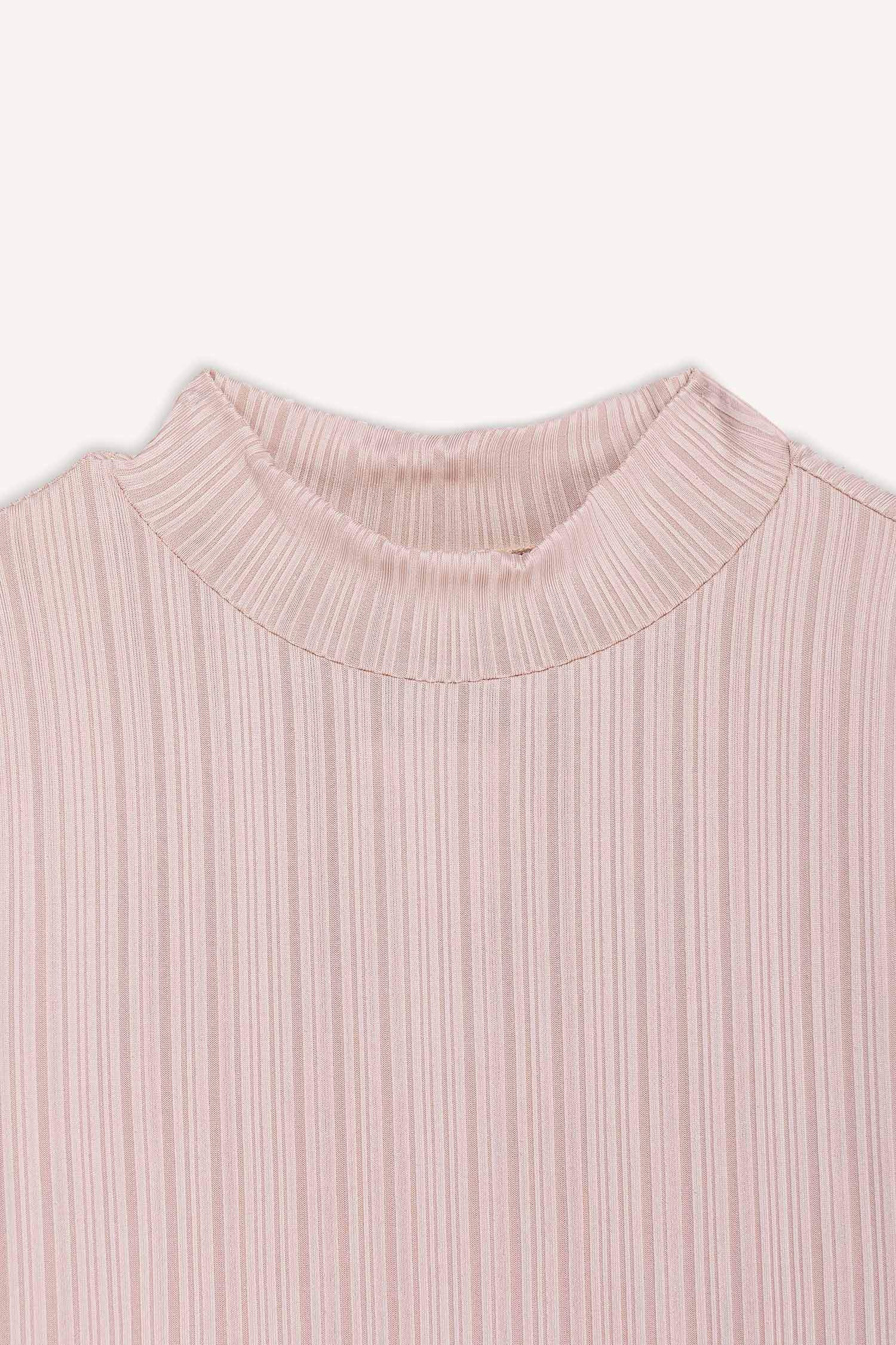 Regular Fit Half Turtleneck Ribbed Camisole T-Shirt