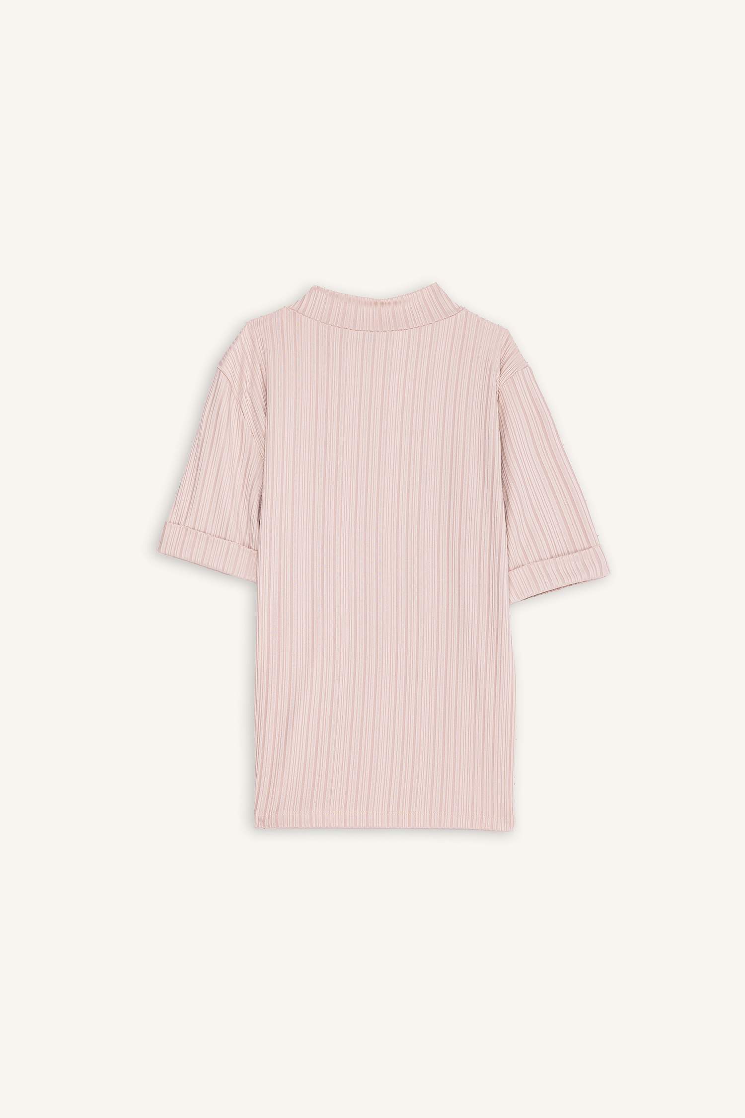 Regular Fit Half Turtleneck Ribbed Camisole T-Shirt