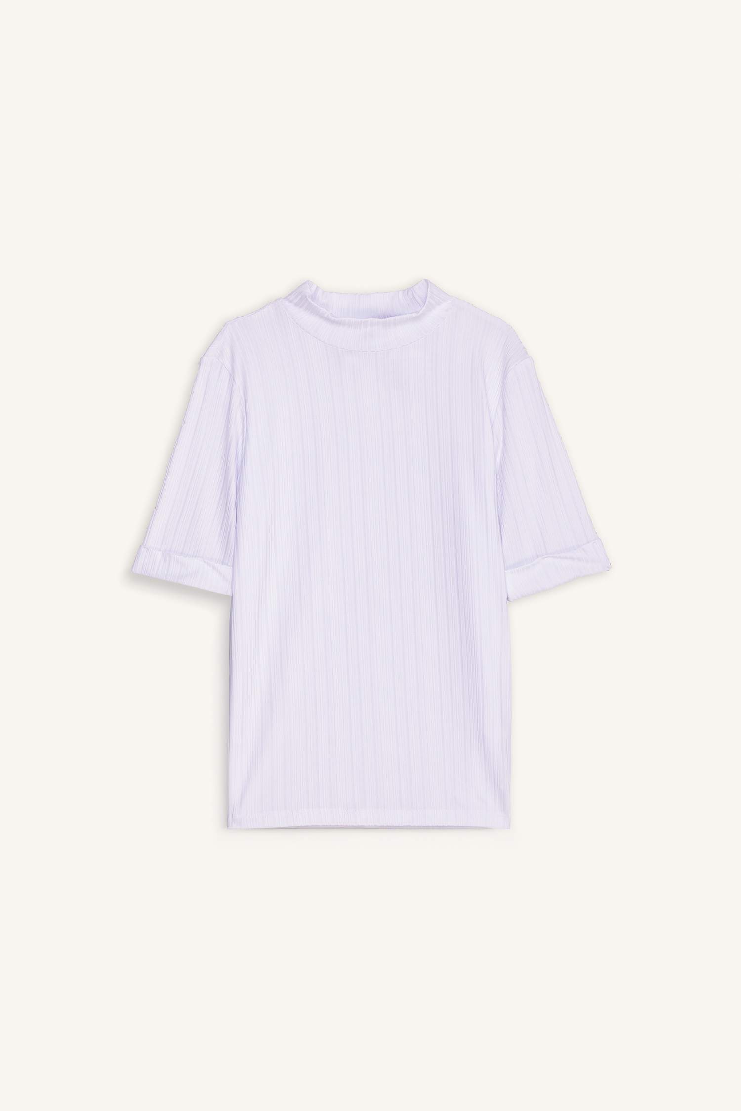 Regular Fit Half Turtleneck Ribbed Camisole T-Shirt