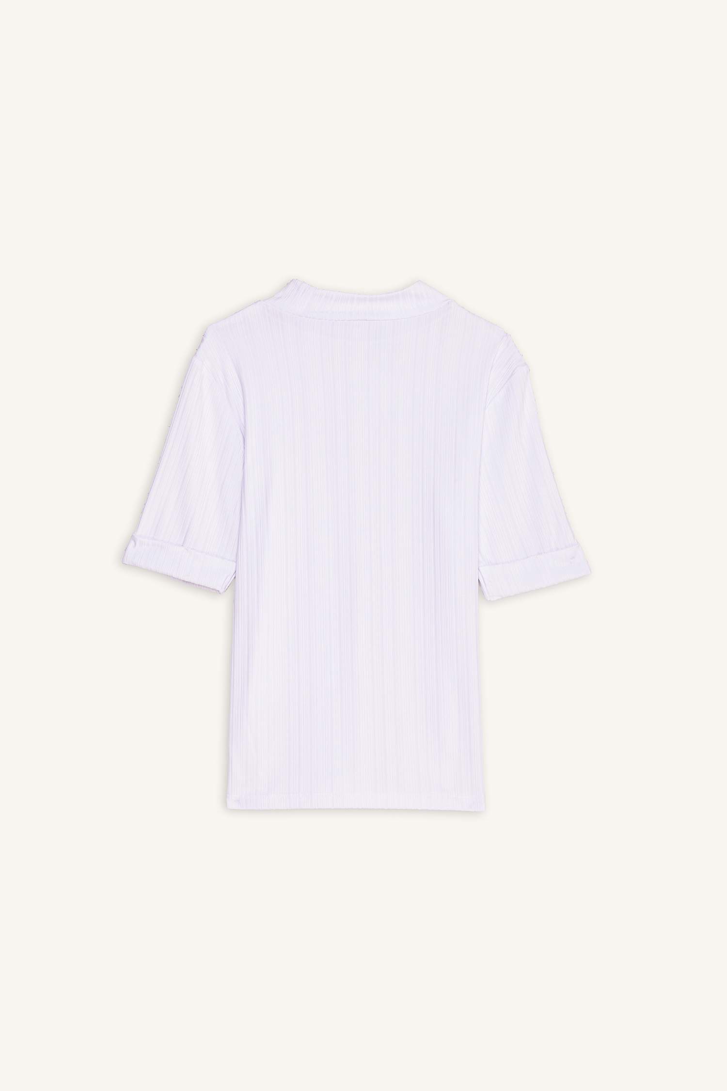 Regular Fit Half Turtleneck Ribbed Camisole T-Shirt