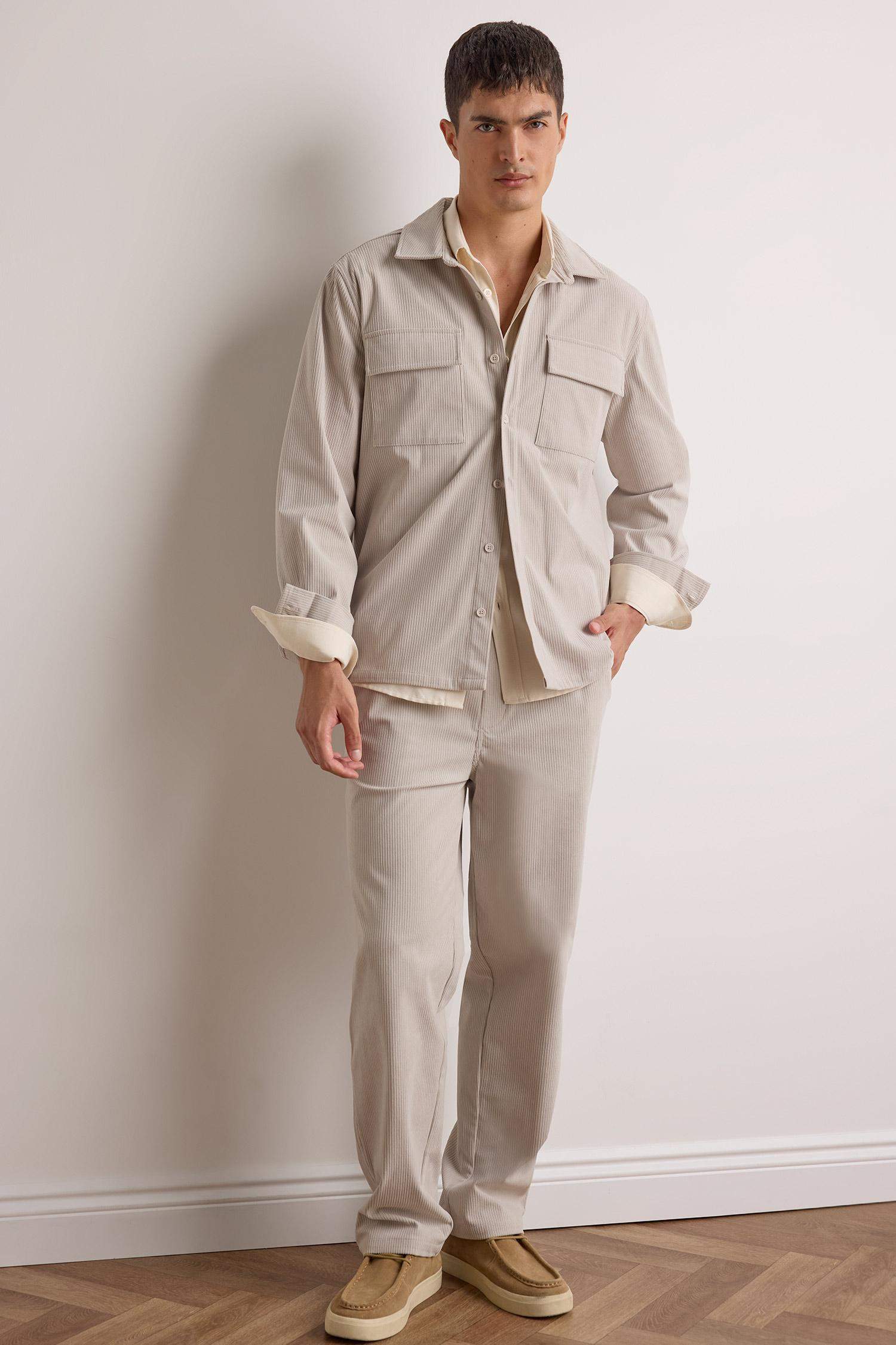 بنطرون مخمل مضلع وايد ليج وايد ليج