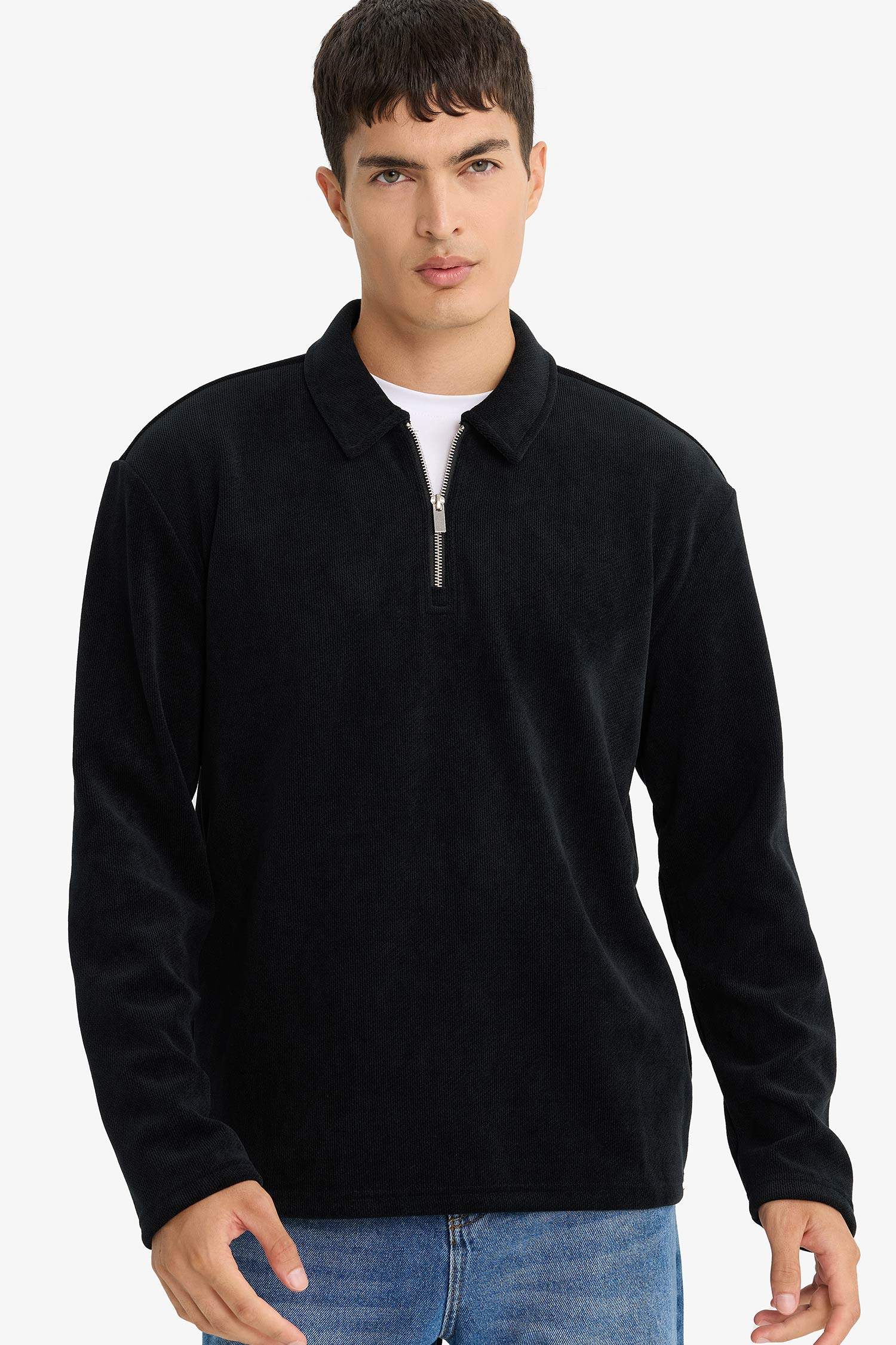 Sweat à col polo demi-zip Coupe régulière