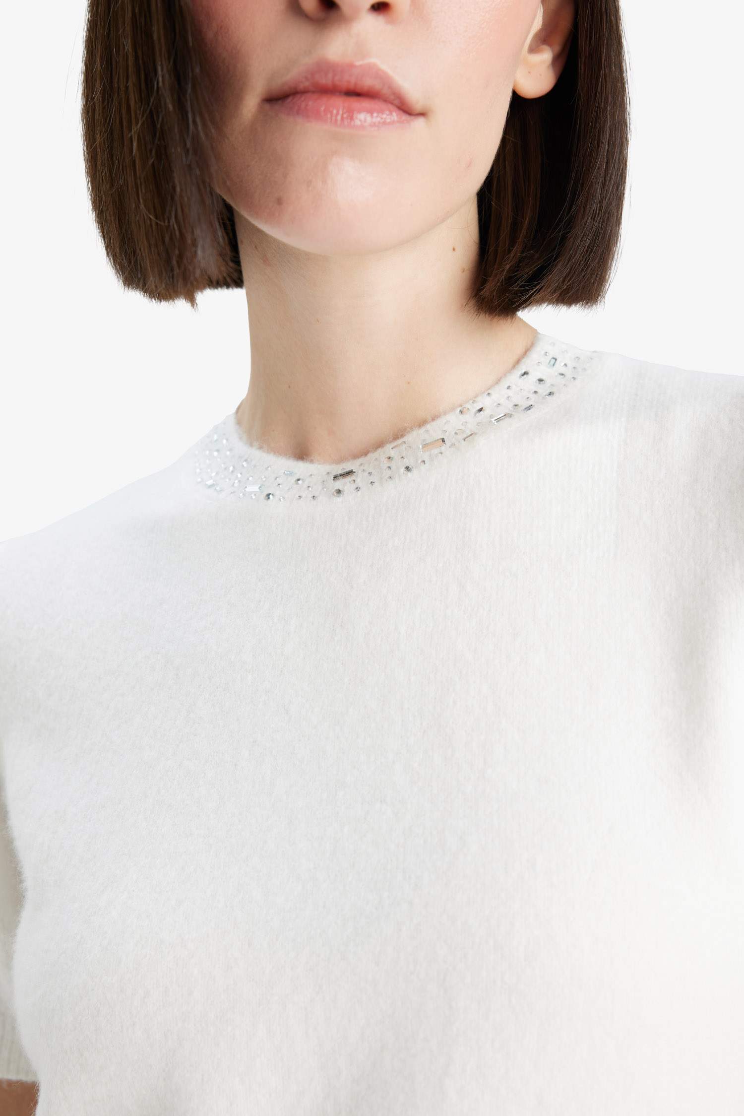 Regular Fit Crew Neck Embroidered Knitwear Pullover