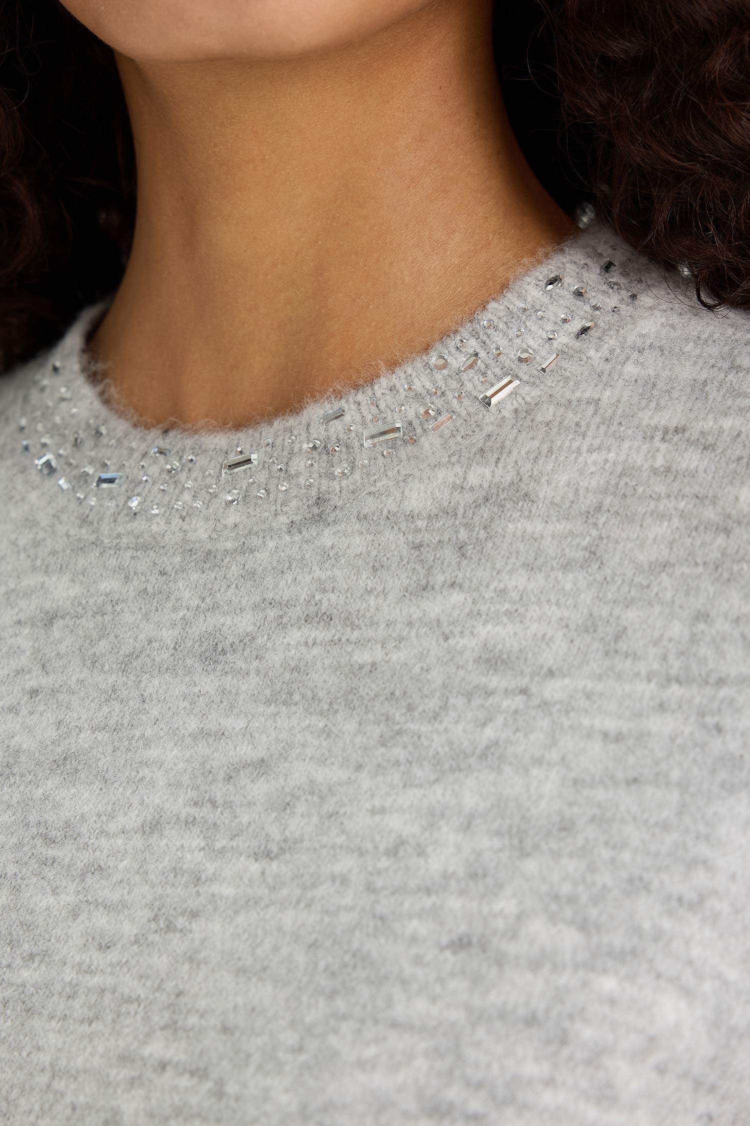 Regular Fit Crew Neck Embroidered Knitwear Pullover