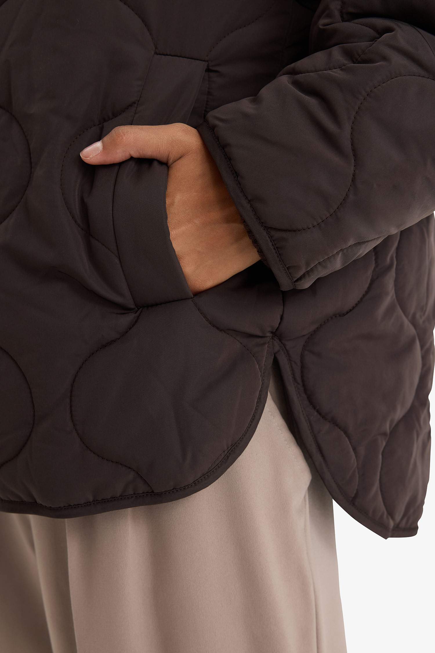 Su Geçirmez Regular Fit Kapitoneli Fermuarlı Mont