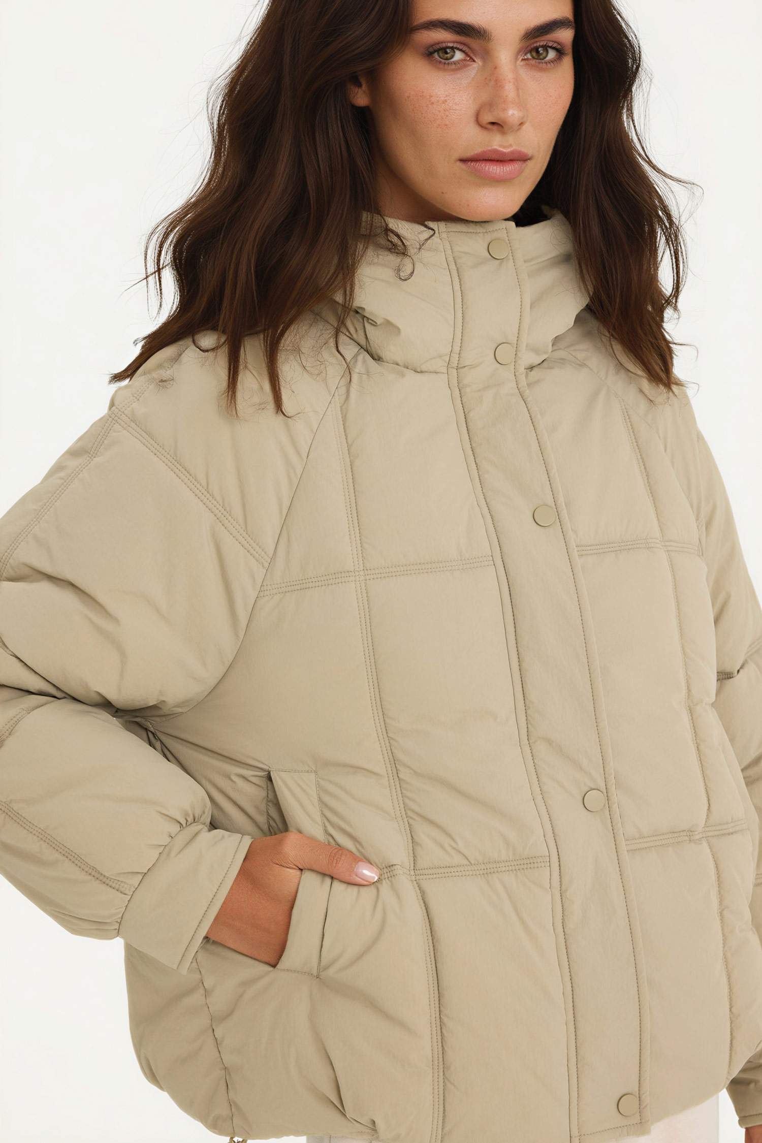 Regular Fit Hooded Zippered Puffer Jacket