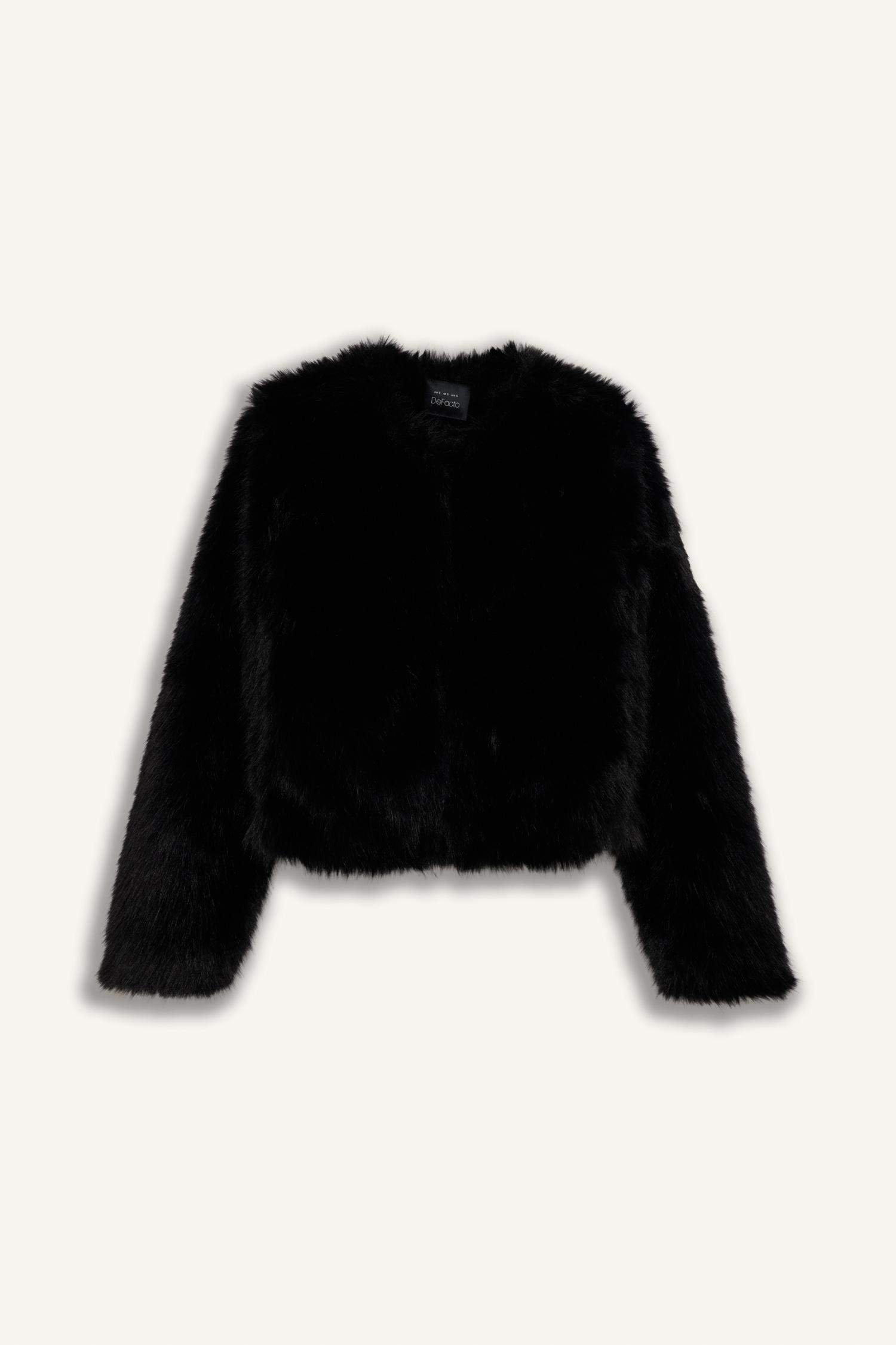 جاكيت فرو صناعي قصة عادية