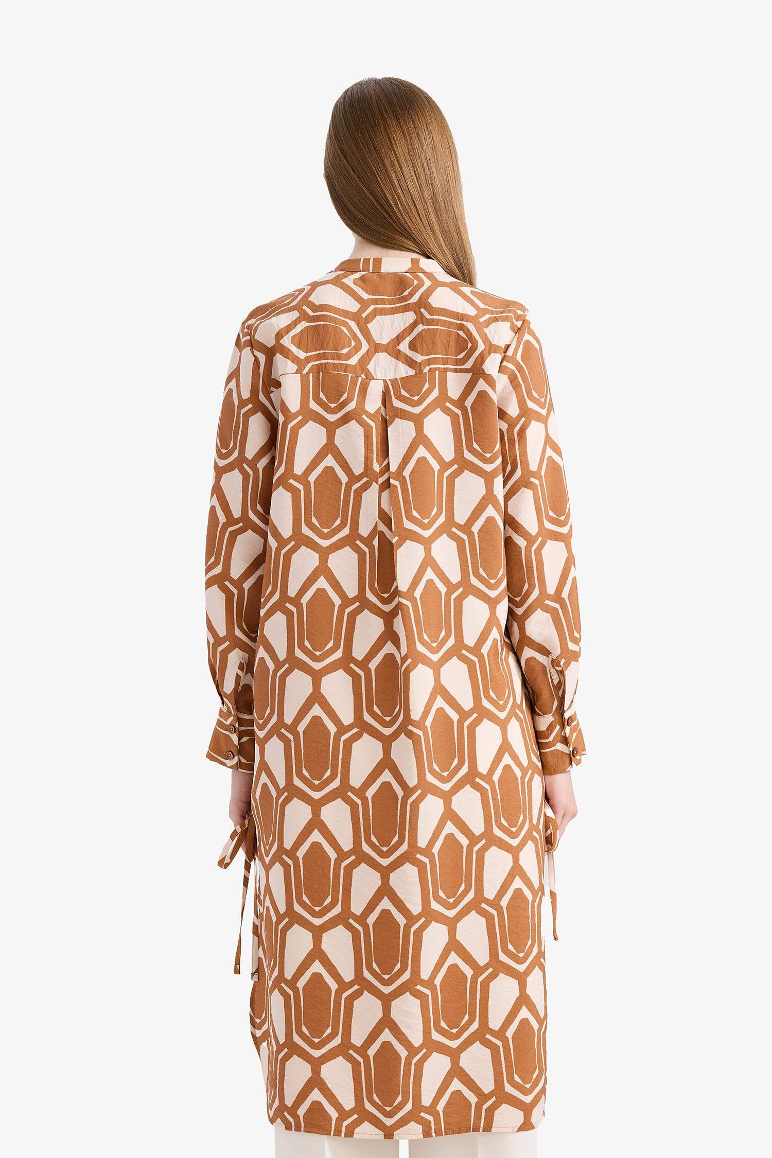 Regular Fit Desenli Uzun Kollu Gömlek Tunik