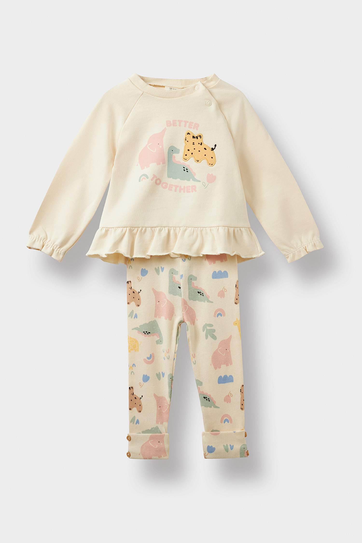 Baby Girl Animal Print Sweatshirt Fabric 2 Piece Set