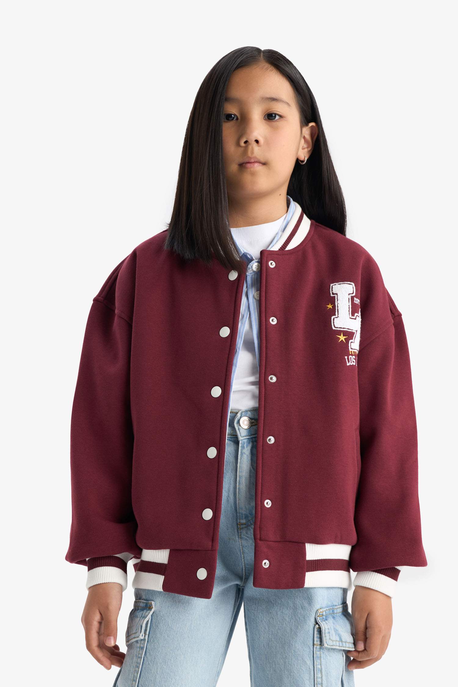 Girl Slogan Printed Thick Fabric Cardigan