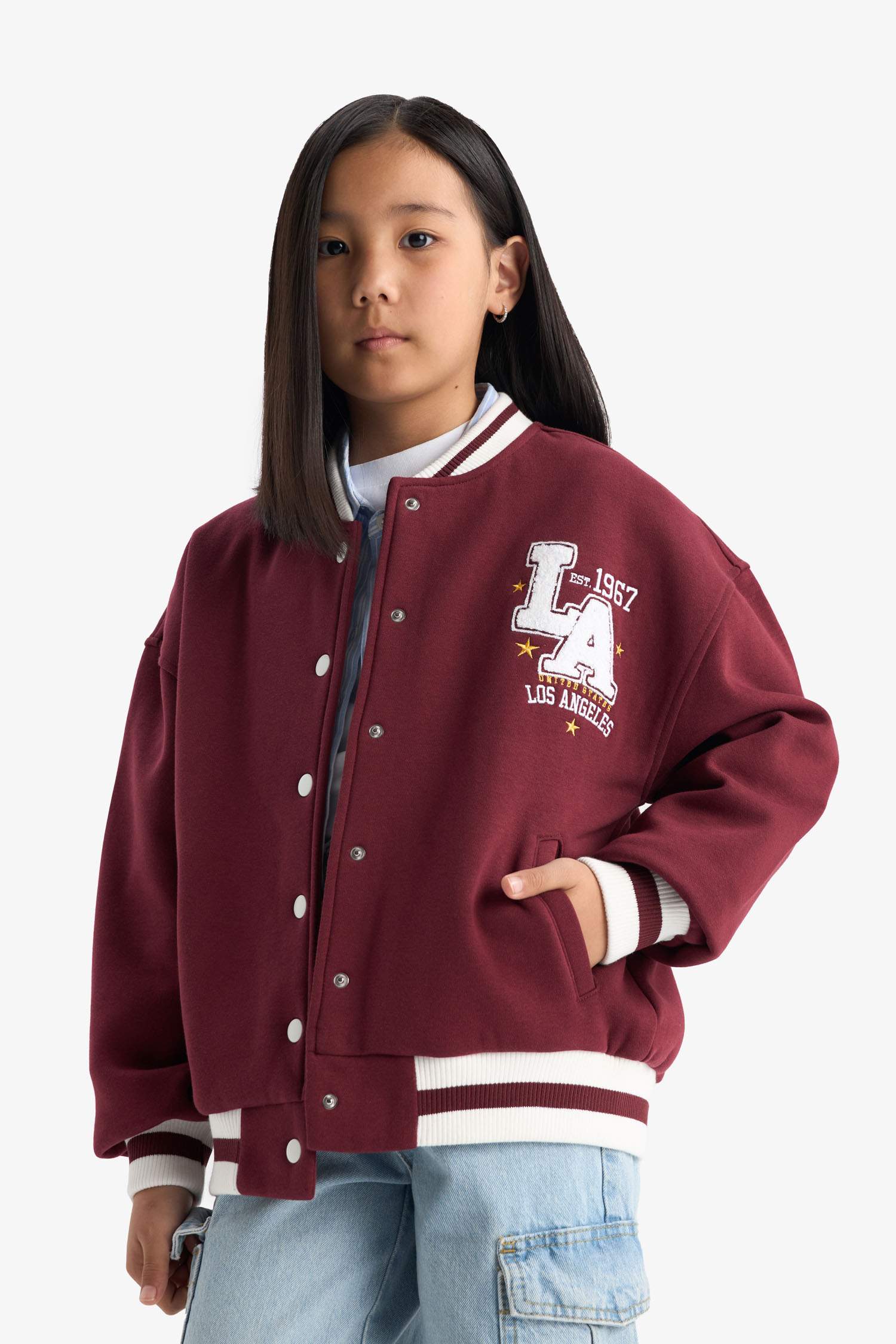 Girl Slogan Printed Thick Fabric Cardigan