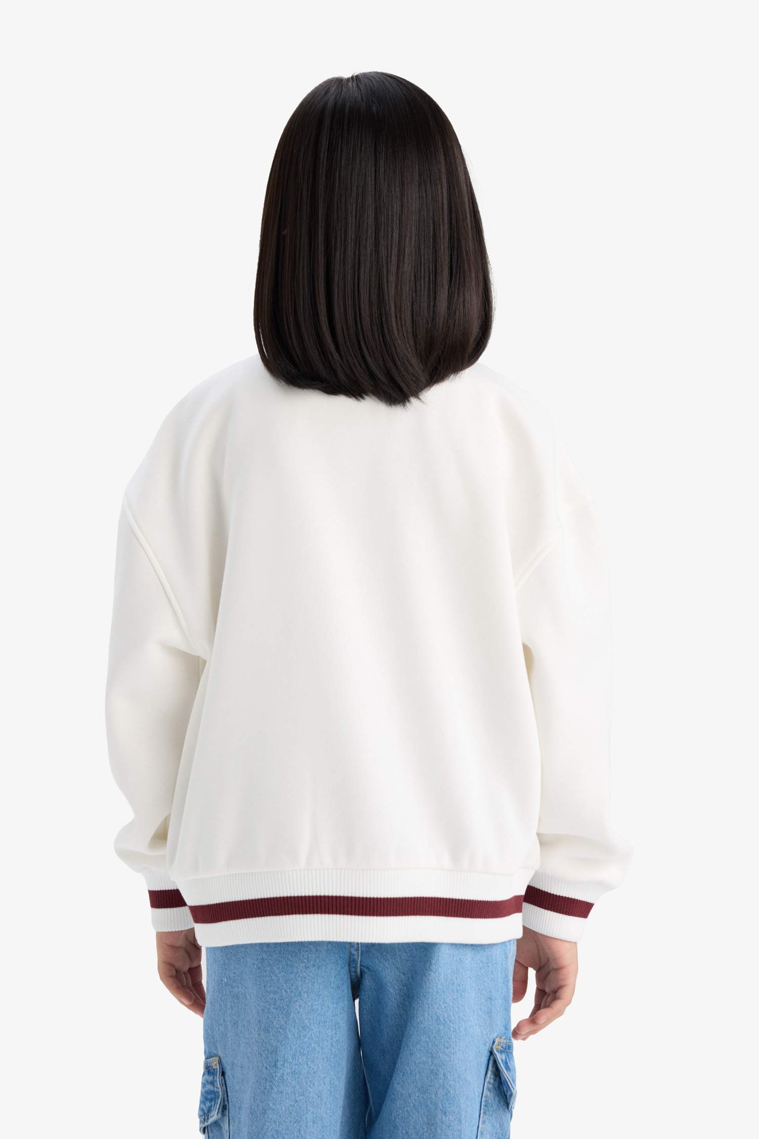 Girl College Printed College Collar Thick Fabric Bomber Jacket