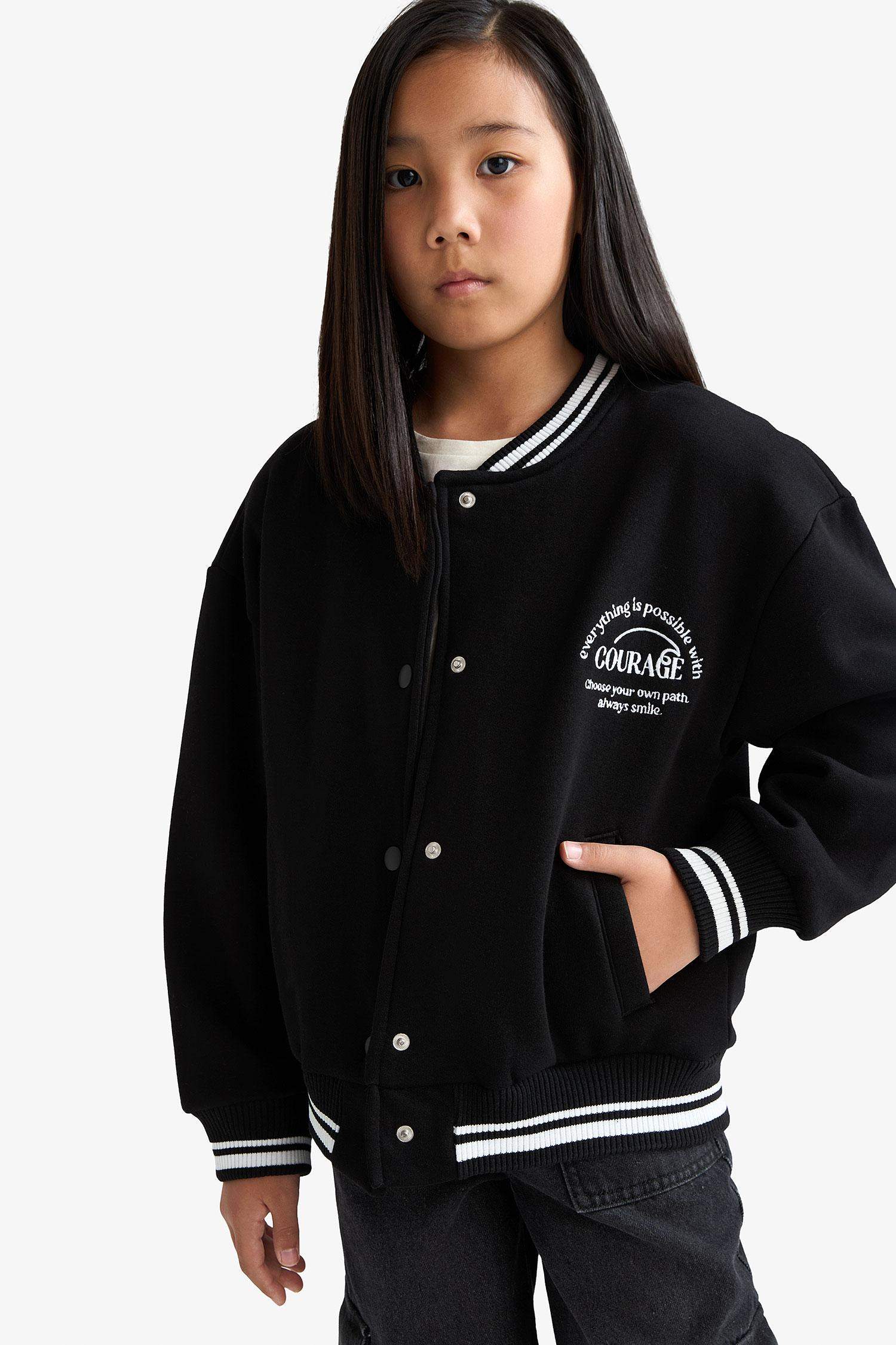 Kız Çocuk Baskılı Kolej Yaka Bomber Okul Hırkası