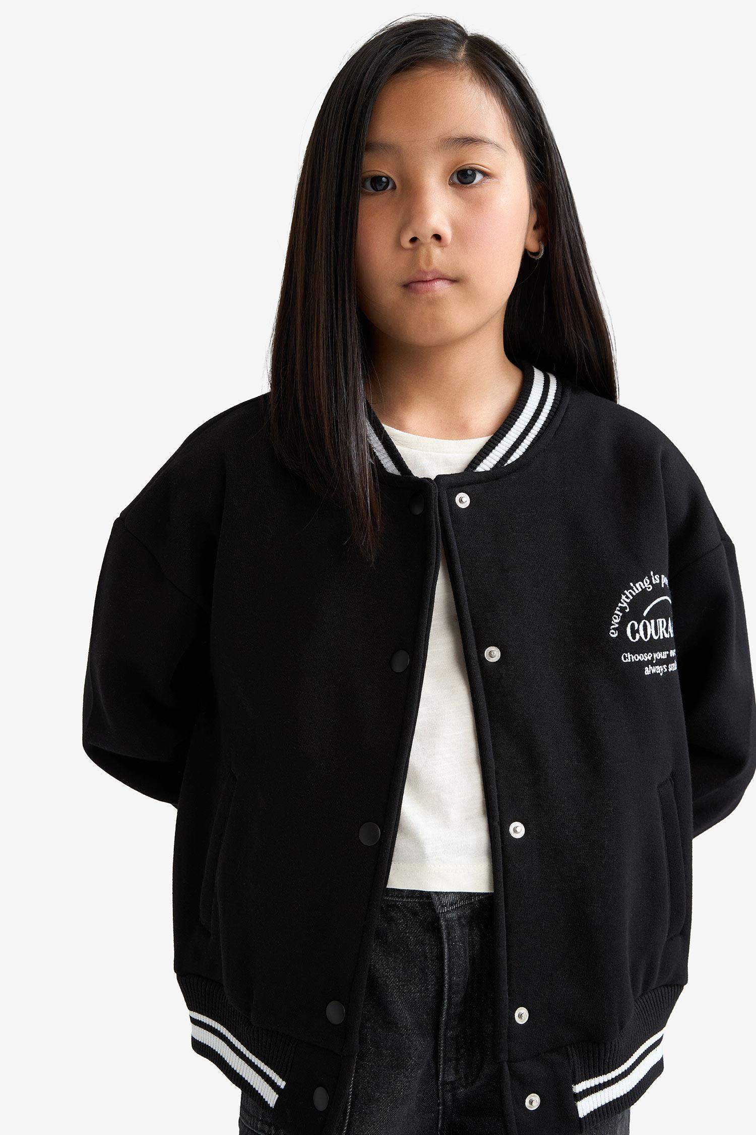 Kız Çocuk Baskılı Kolej Yaka Bomber Okul Hırkası