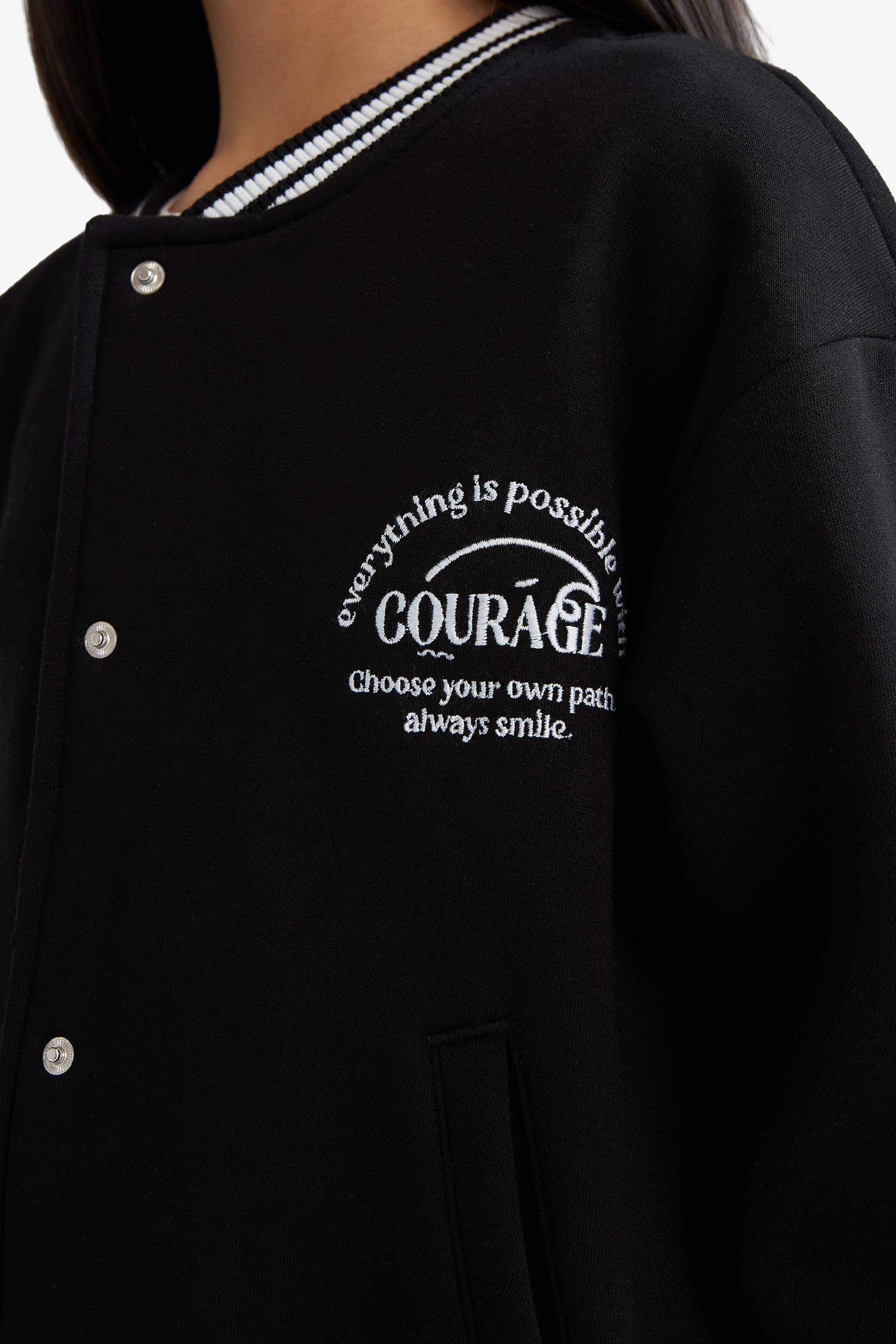 Kız Çocuk Baskılı Kolej Yaka Bomber Okul Hırkası