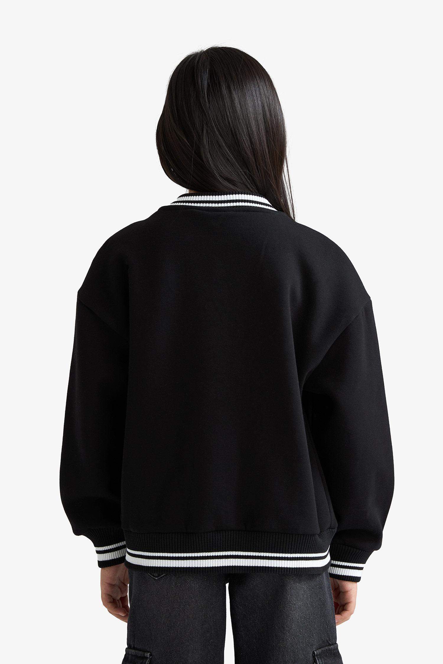 Kız Çocuk Baskılı Kolej Yaka Bomber Okul Hırkası