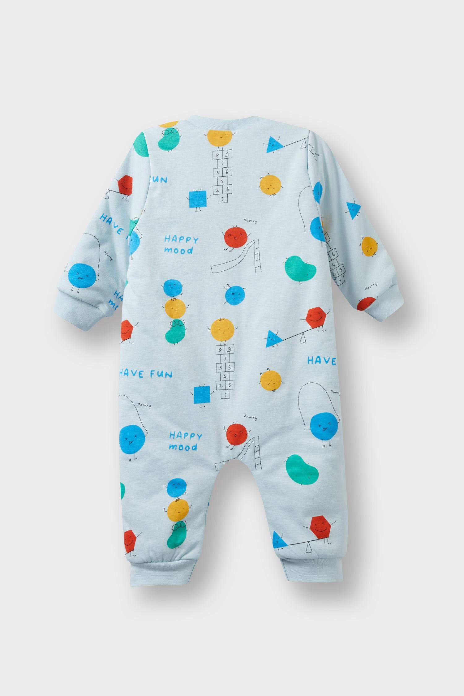 Boy Newborn 1 Tog Fiber Patterned Cotton Jumpsuit