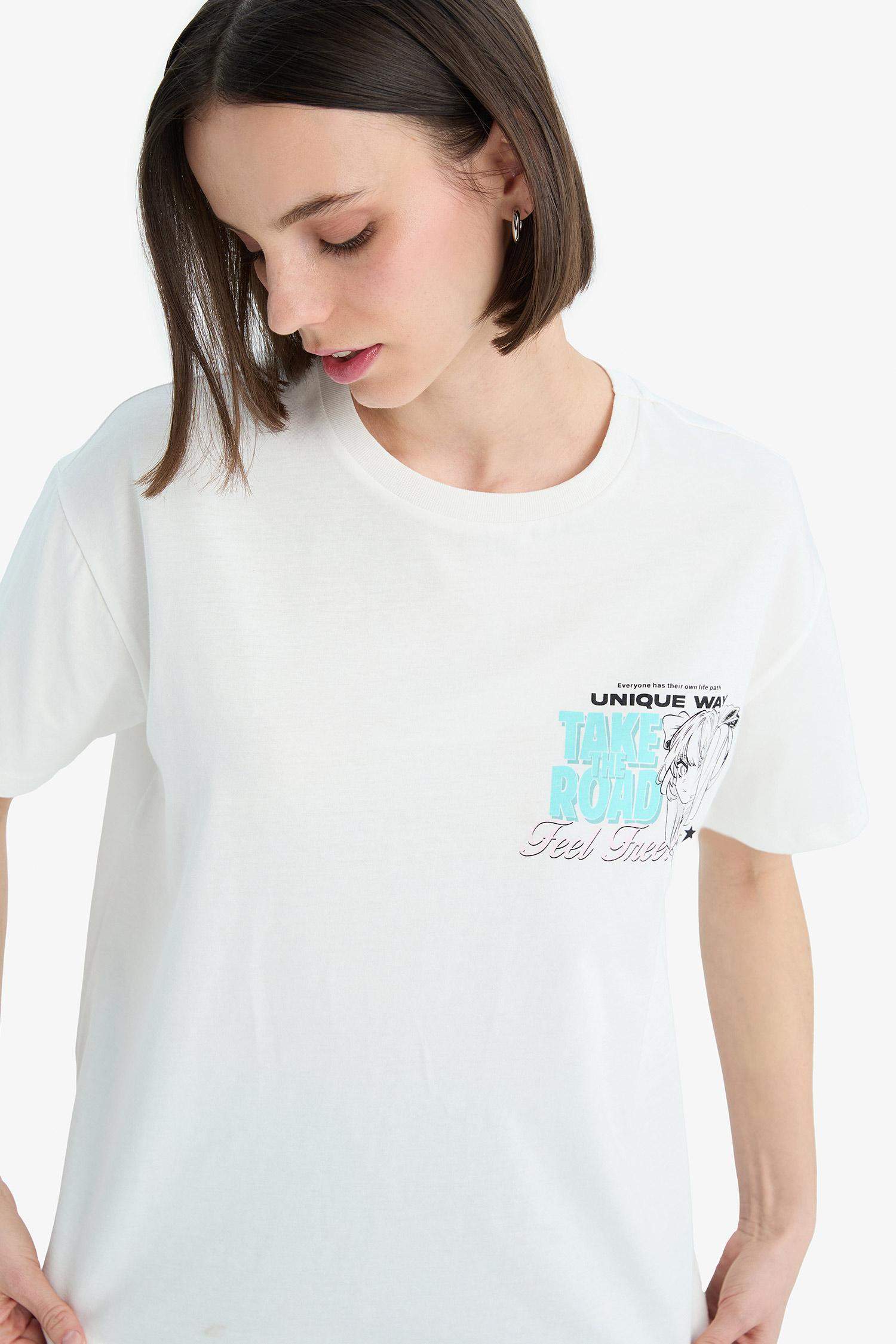 Coool Oversize Geniş Kalıp Bisiklet Yaka Baskılı Kısa Kollu Tişört