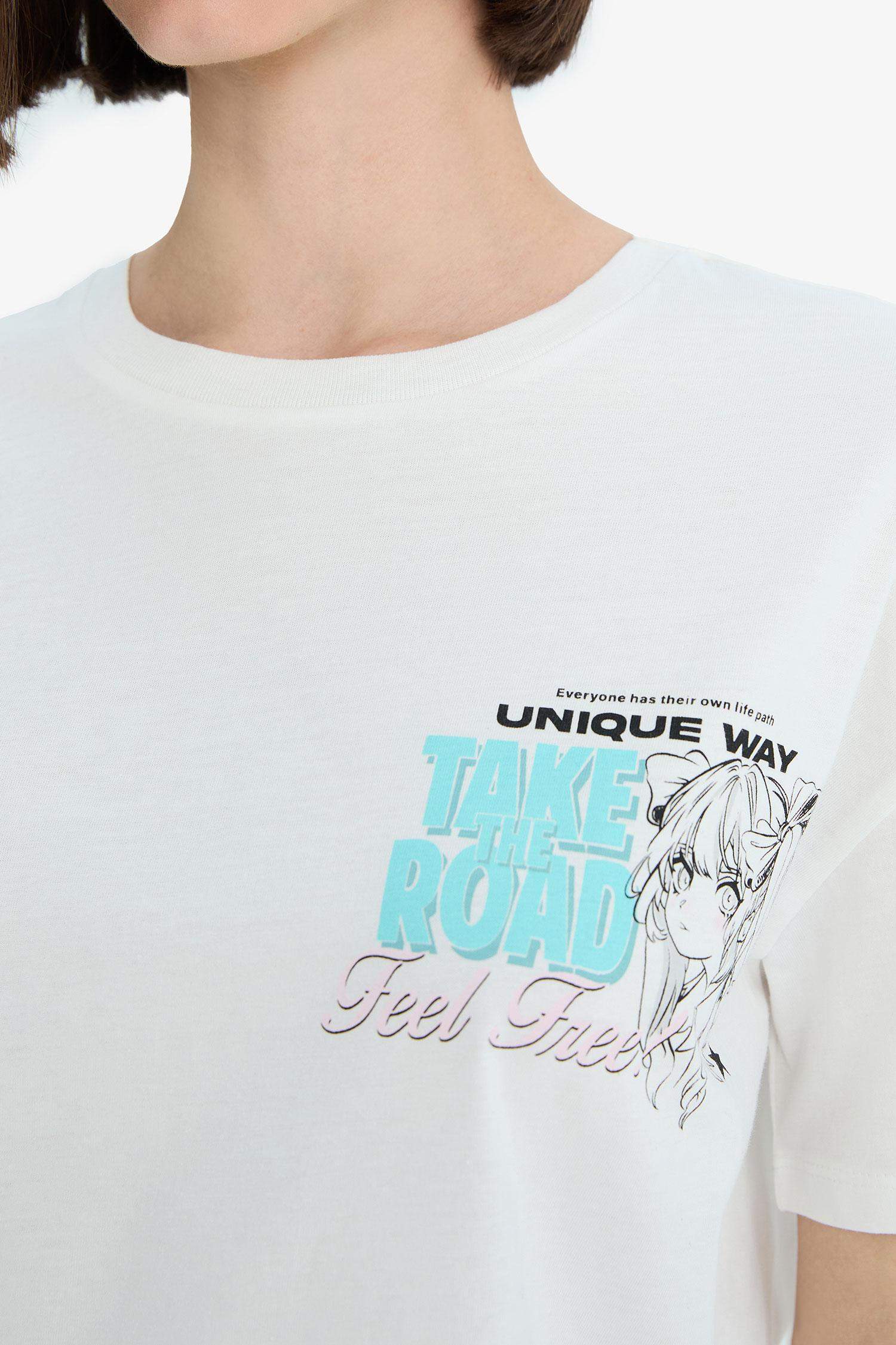 Coool Oversize Geniş Kalıp Bisiklet Yaka Baskılı Kısa Kollu Tişört