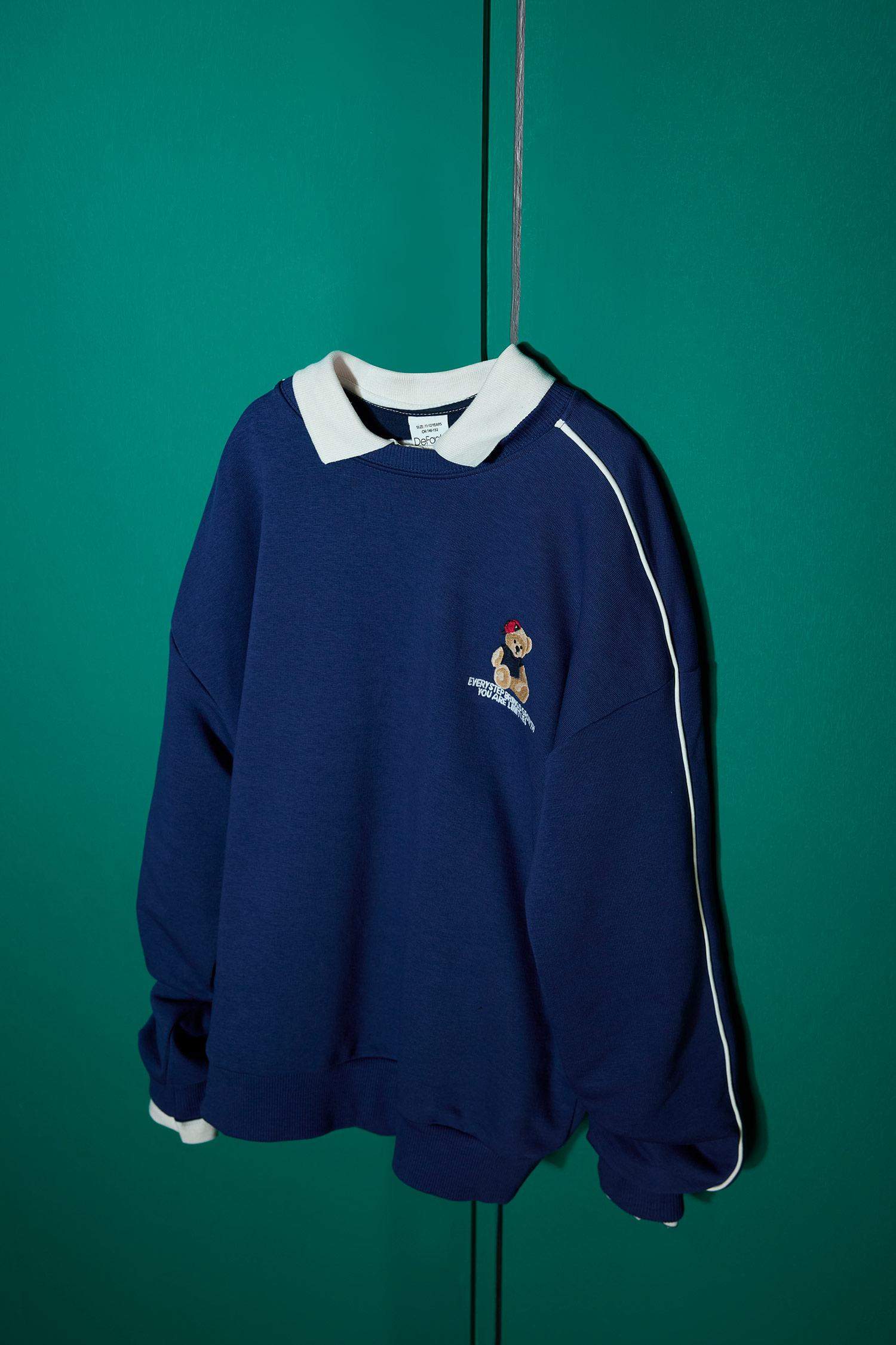 Kız Çocuk Oversize Geniş Kalıp Bisiklet Yaka Baskılı Sweatshirt