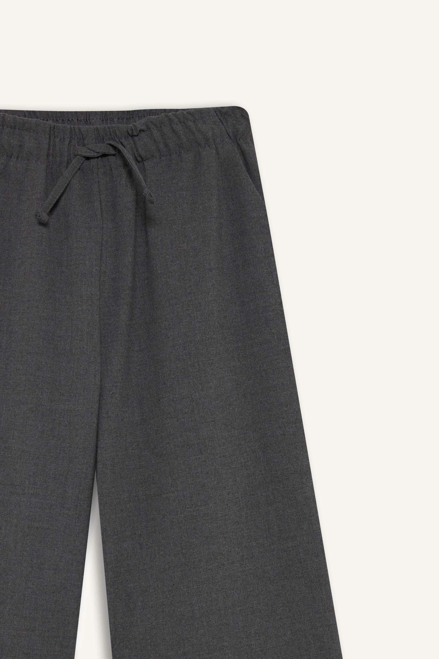 بنطلون بناتي وايد ليج برجل واسع رمادي