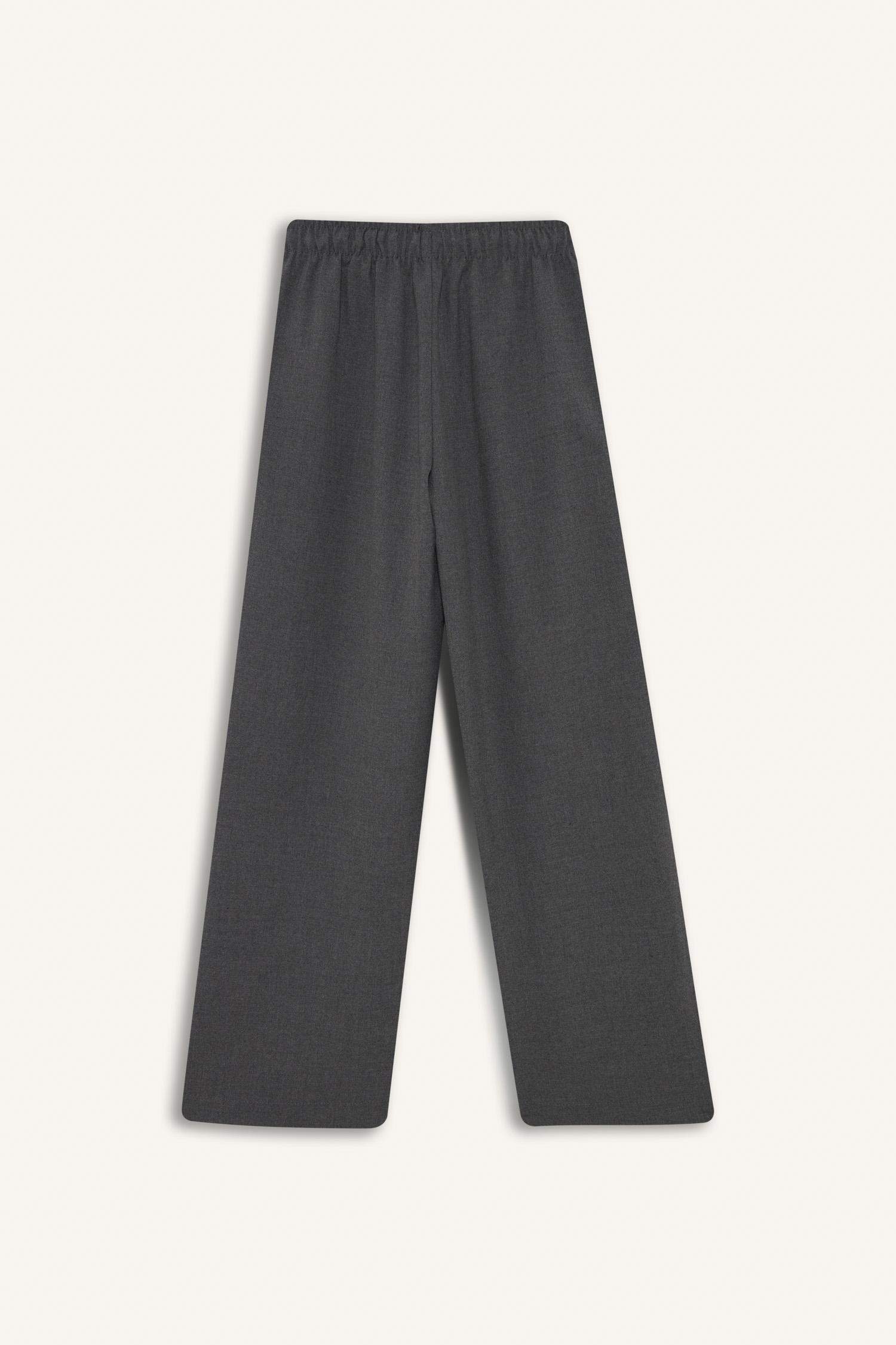 بنطلون بناتي وايد ليج برجل واسع رمادي