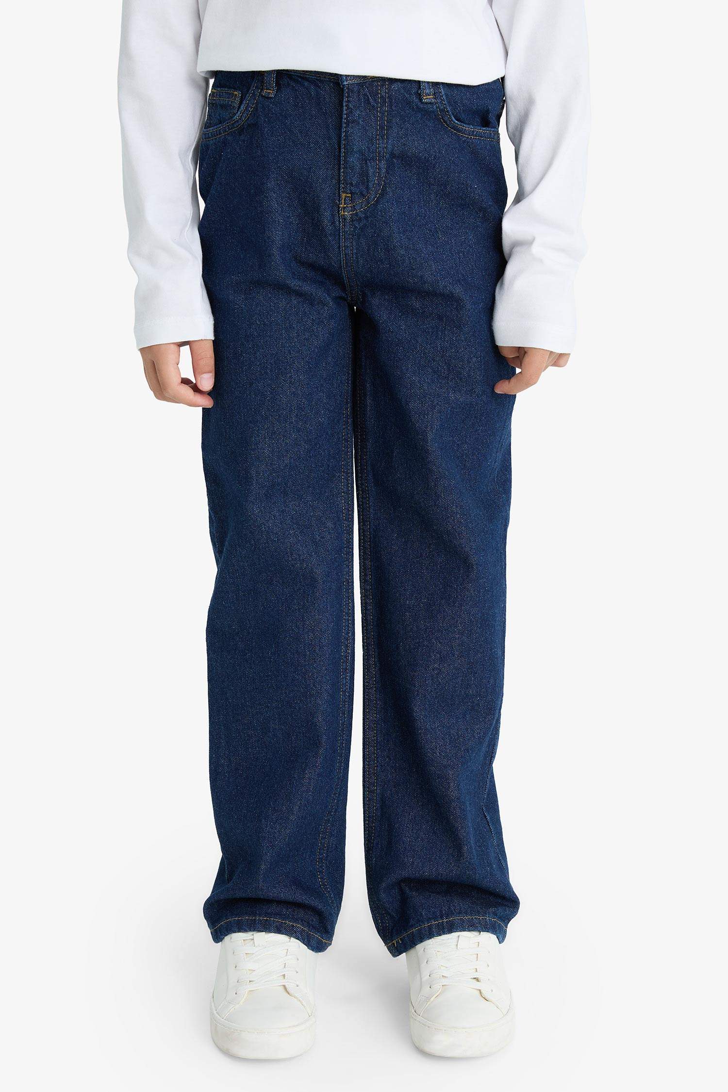 Erkek Çocuk Wide Leg Düz Paça Jean Pantolon