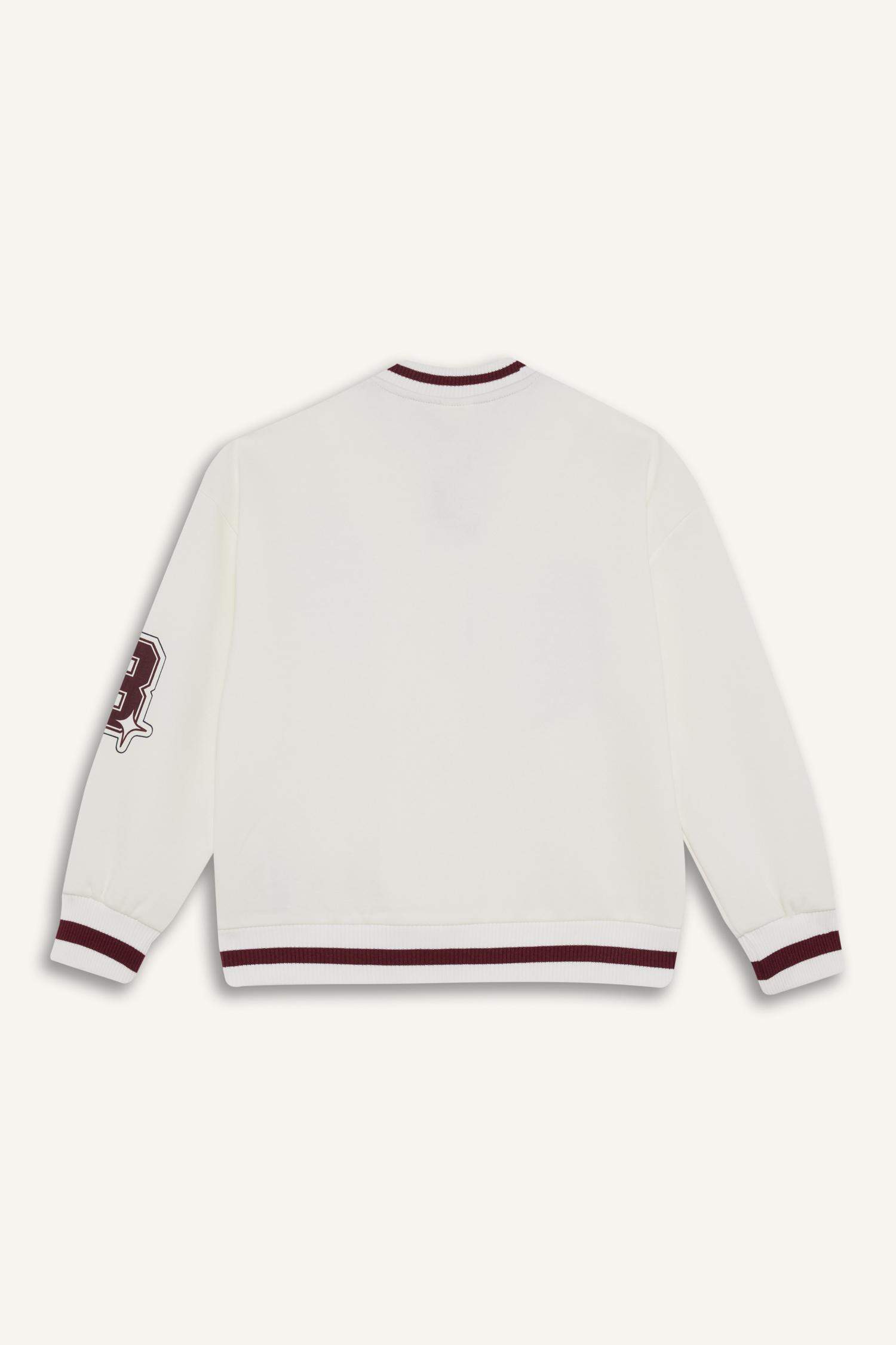 Kız Çocuk Baskılı Kolej Yaka Bomber Ceket