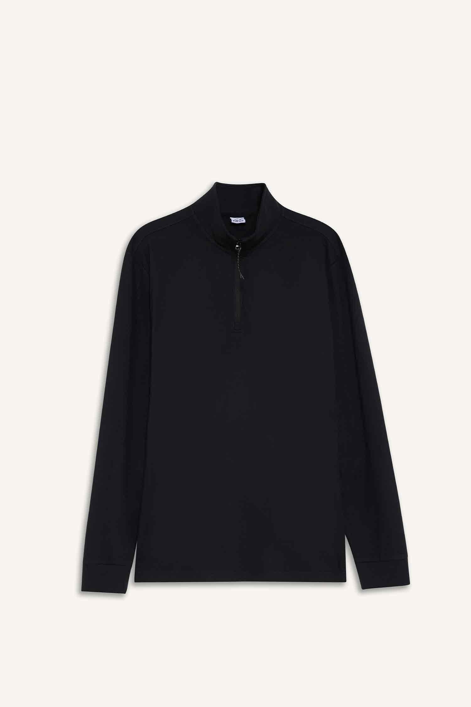 Standart Fit Dik Yaka Yarım Fermuarlı Polar Sporcu Sweatshirt