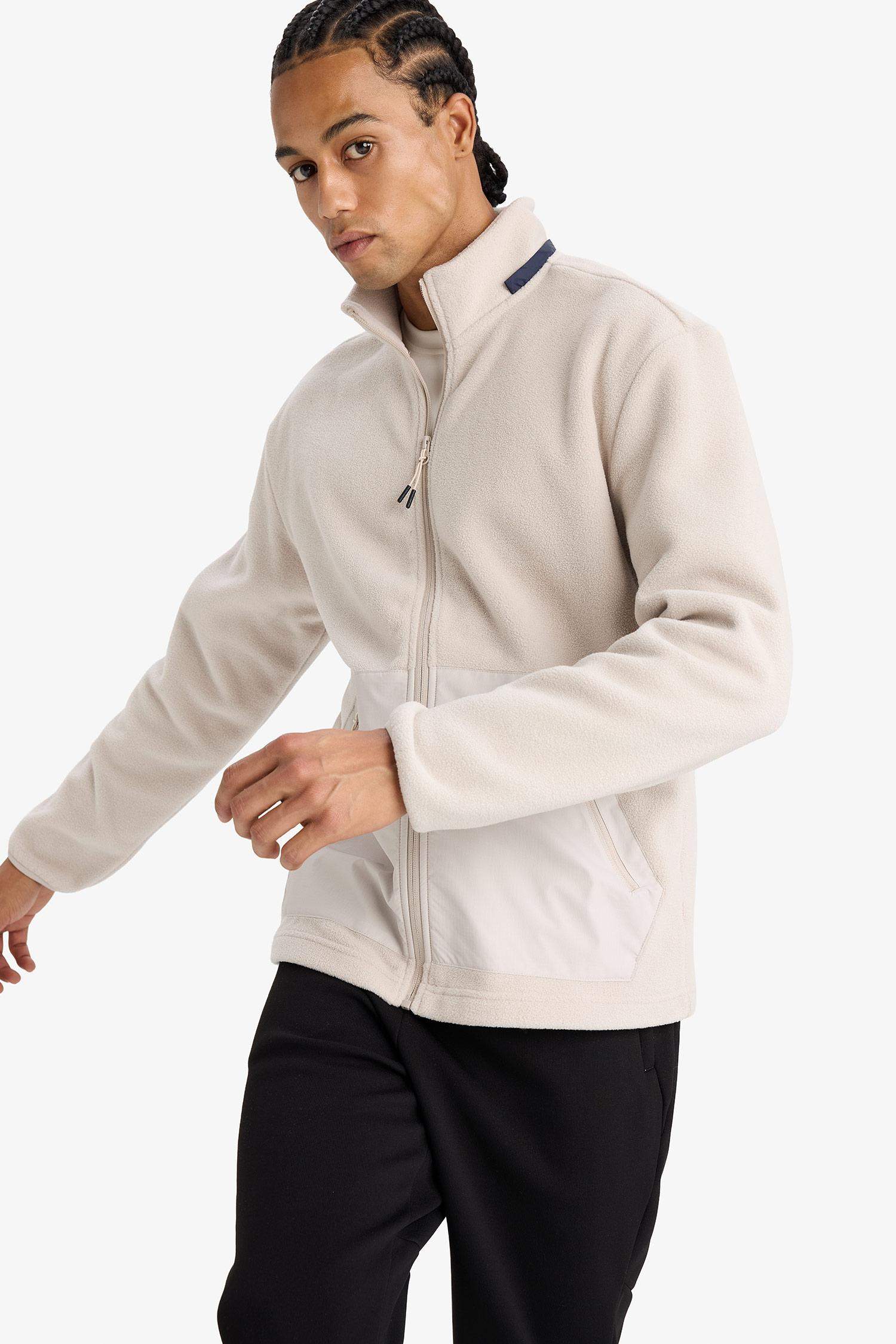 Standard Fit High Neck fleece Cardigan