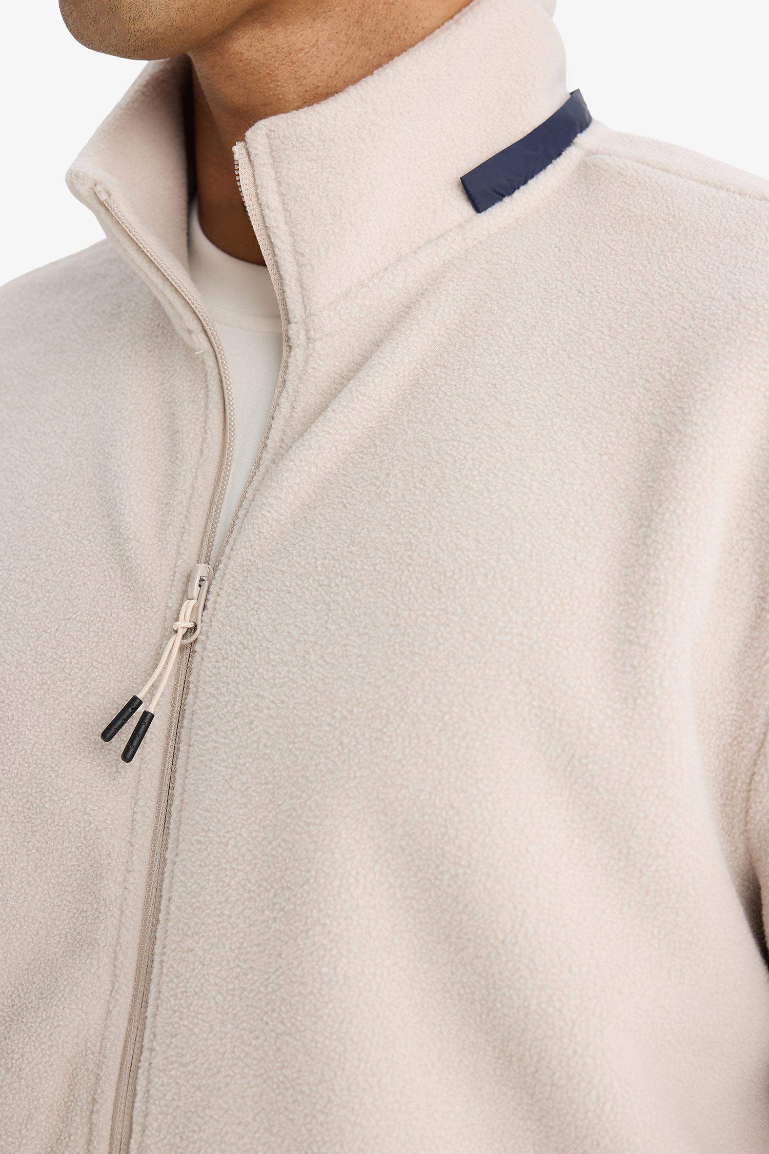 Standard Fit High Neck fleece Cardigan