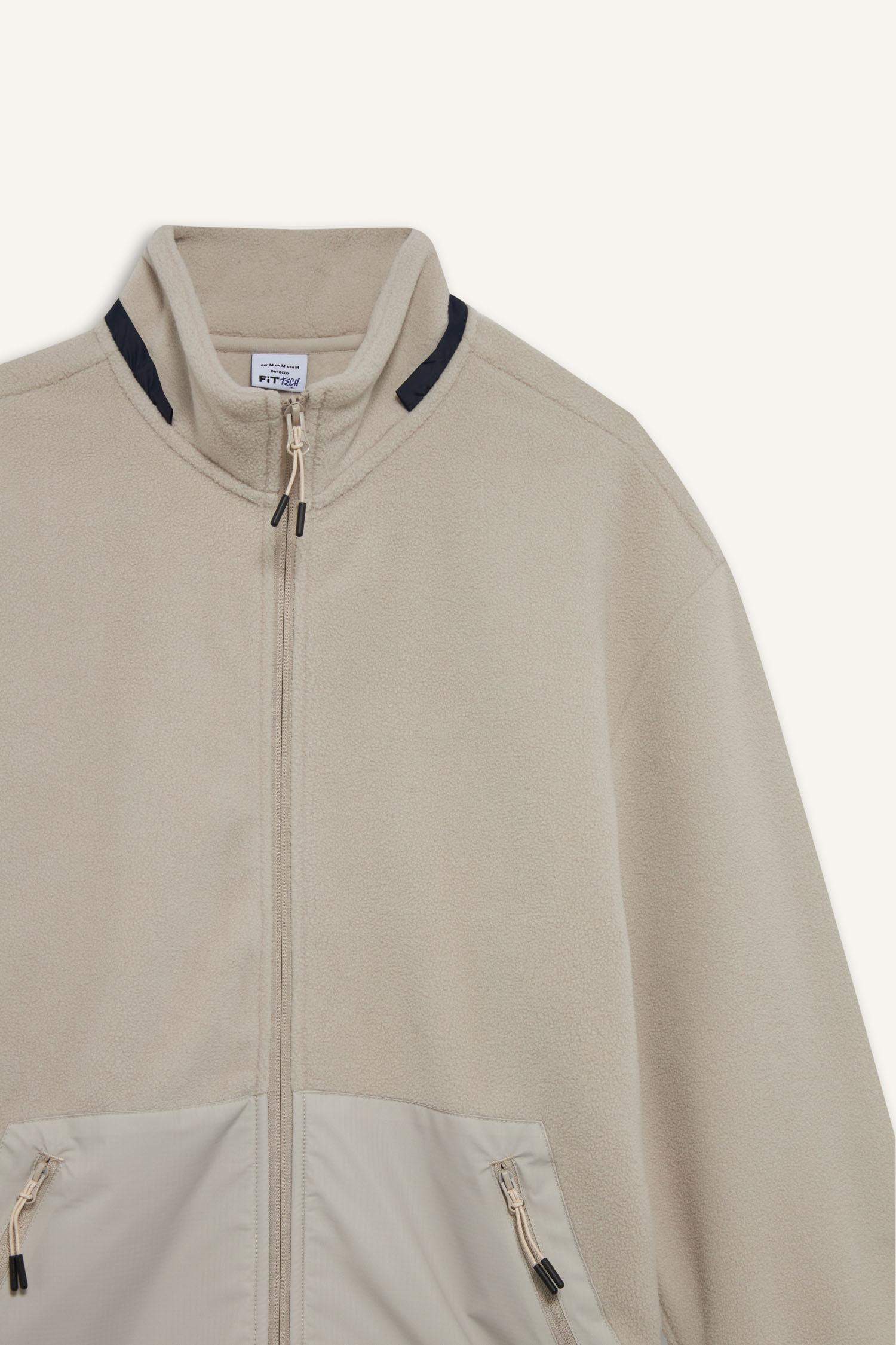 Standard Fit High Neck fleece Cardigan